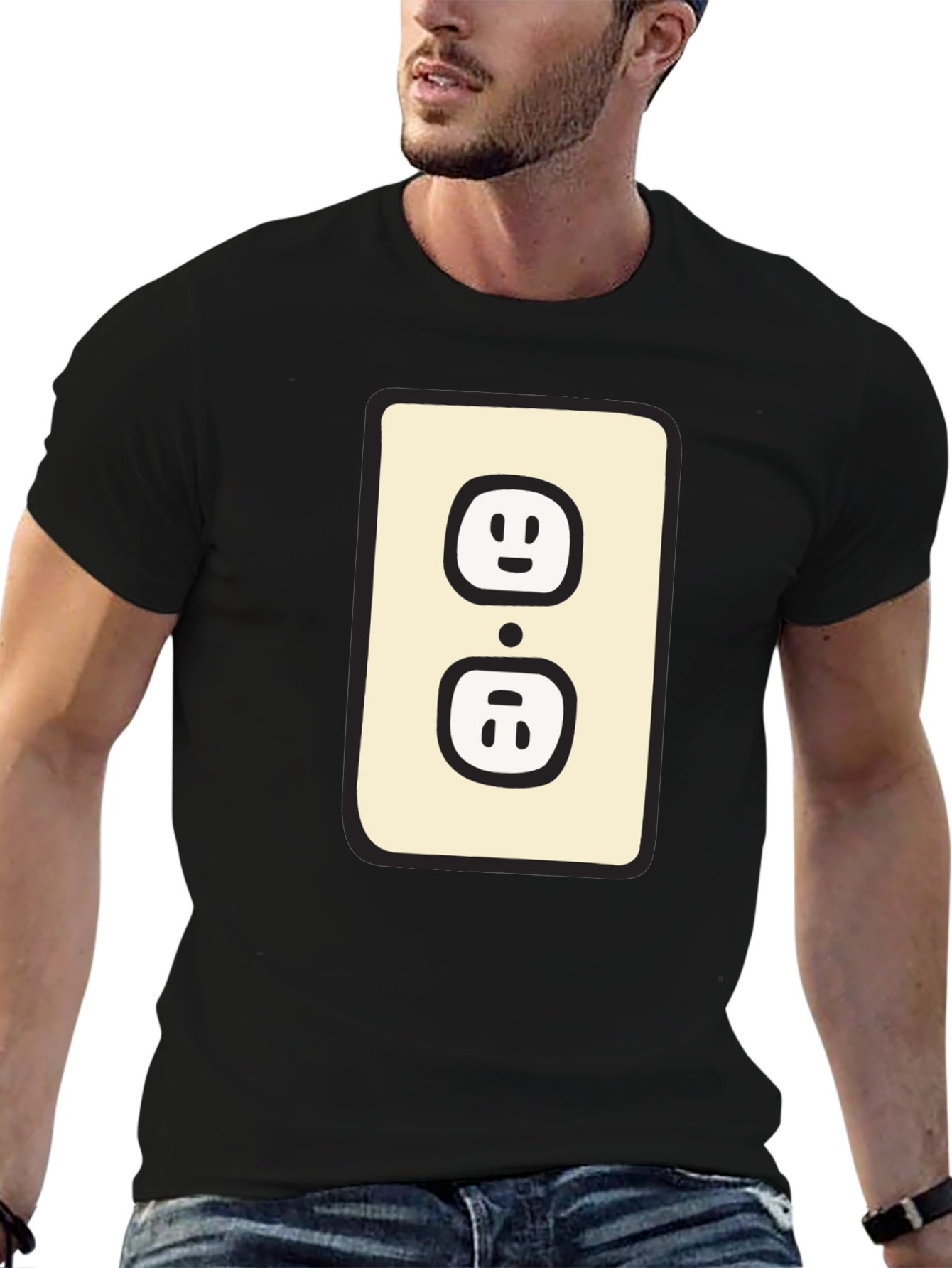 Funny Outlet Graphic Tee - Black Cotton T-Shirt
