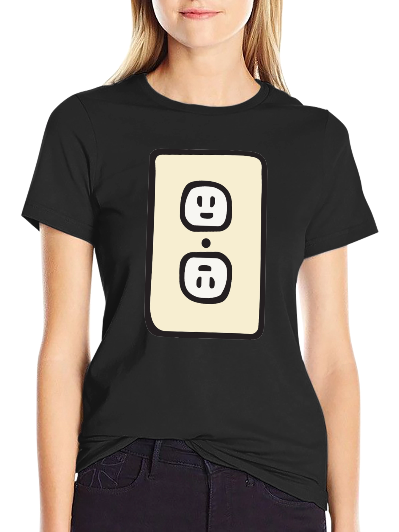Funny Outlet Graphic Tee - Black Cotton T-Shirt