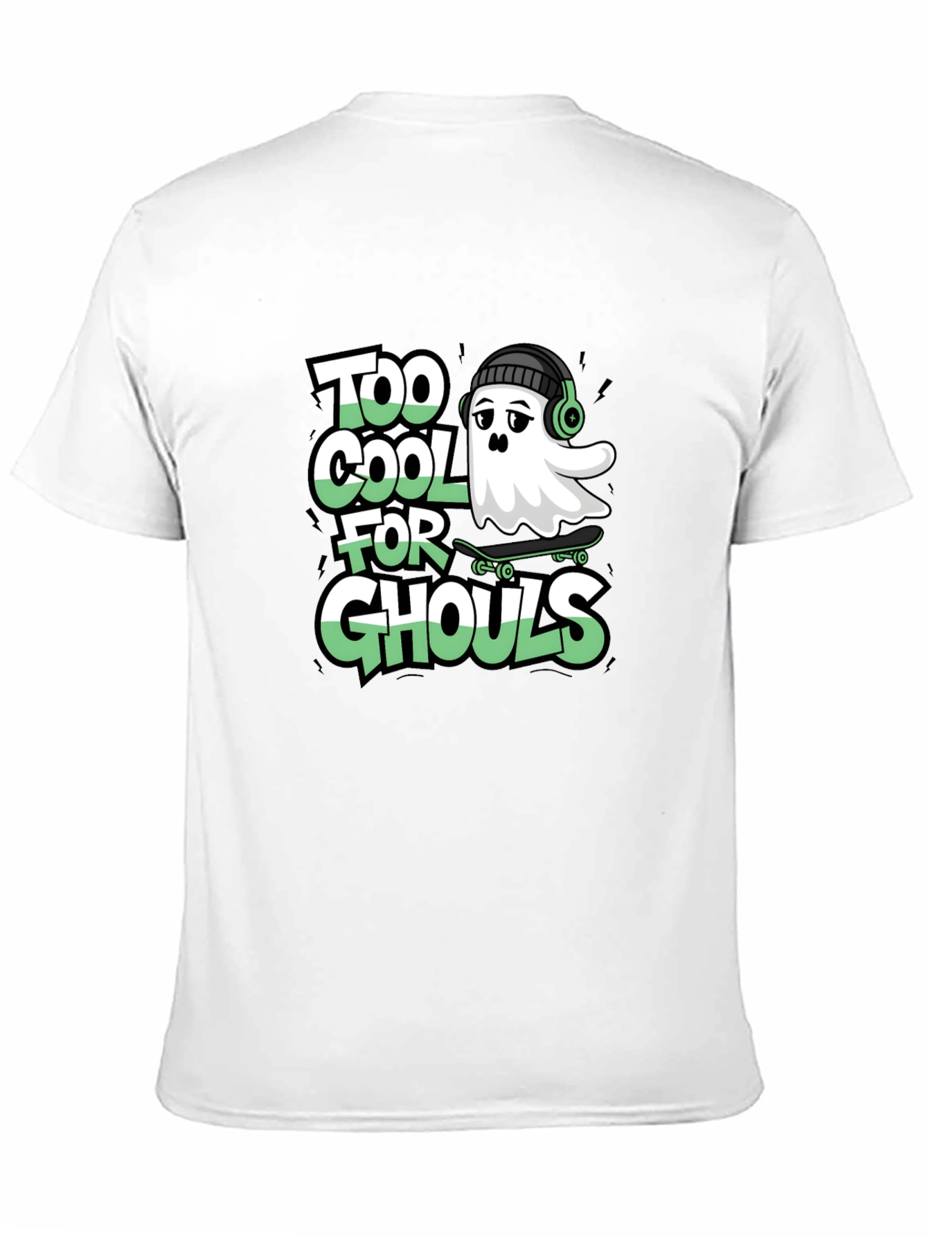 Cool Ghost Skateboard Tee - Too Cool for Ghouls Black Shirt