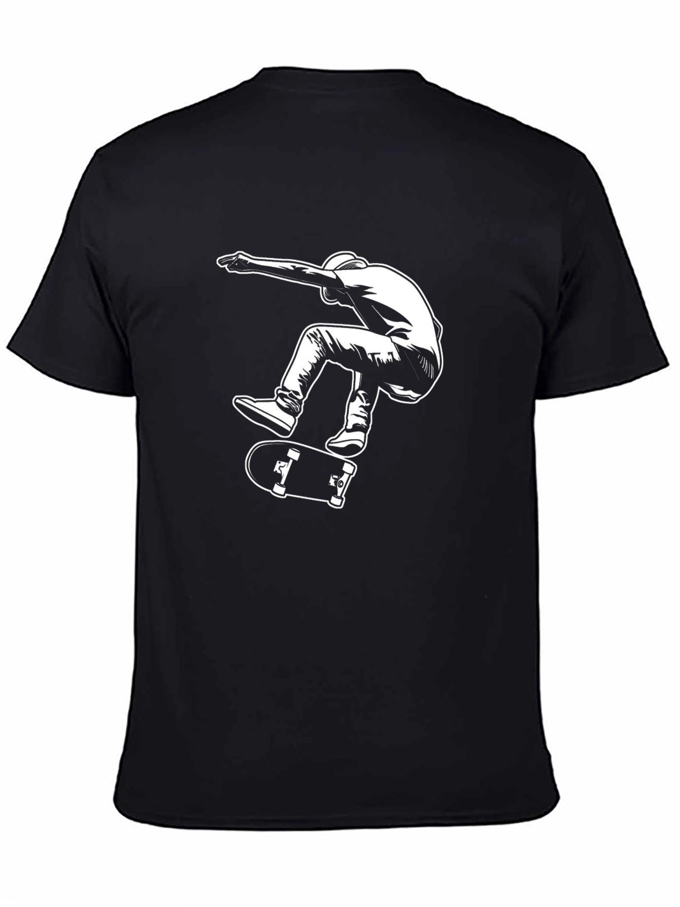 Cool Skateboarder Graphic Tee - Black Cotton Shirt