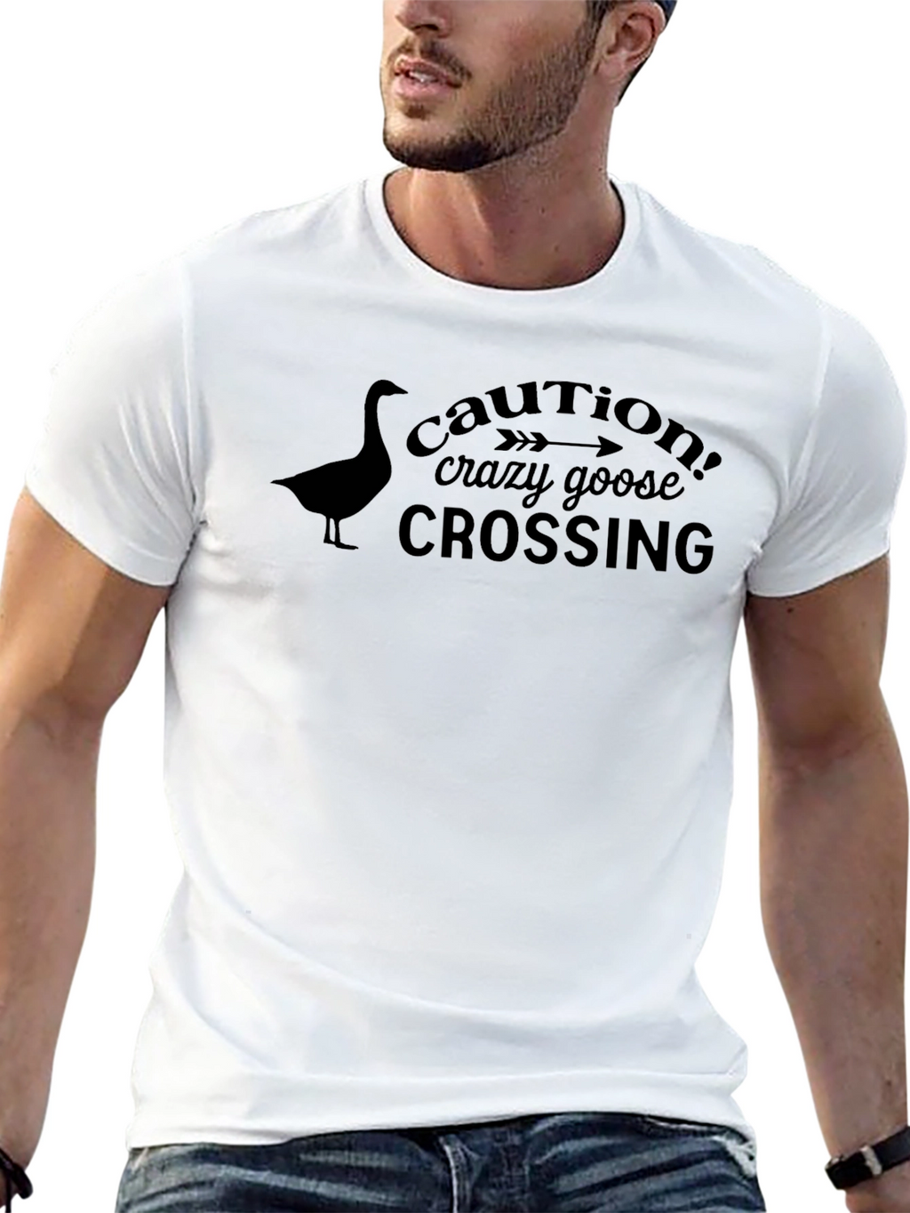 Caution Crazy Goose Crossing T-Shirt