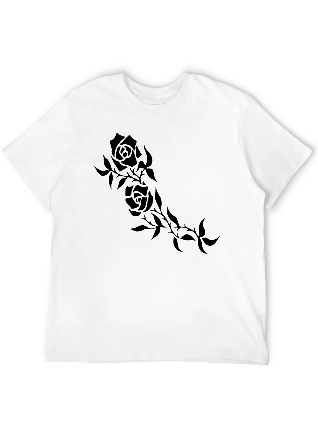 Black Rose Vine Print Mens T-Shirt