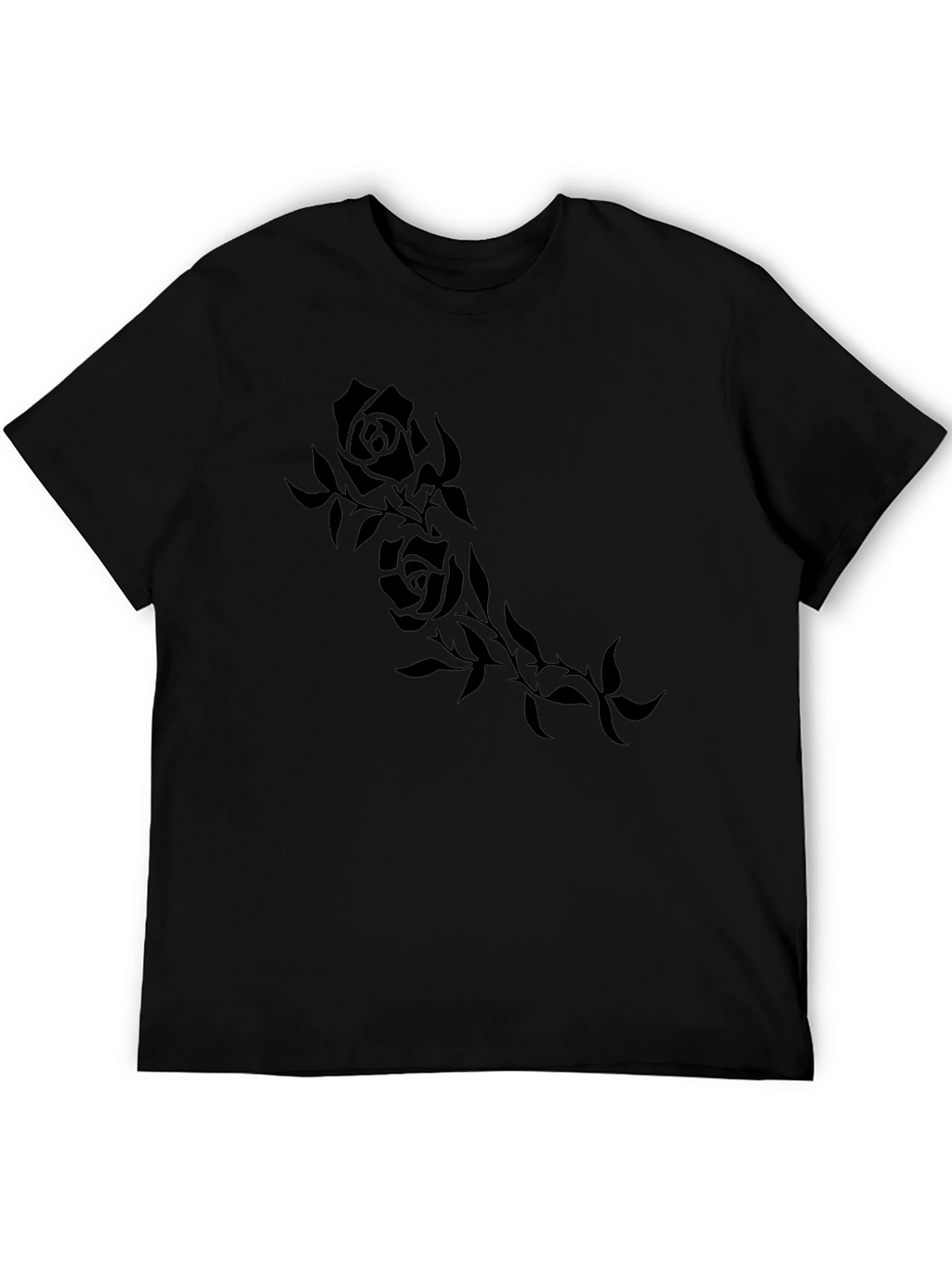 Black Rose Vine Print Mens T-Shirt