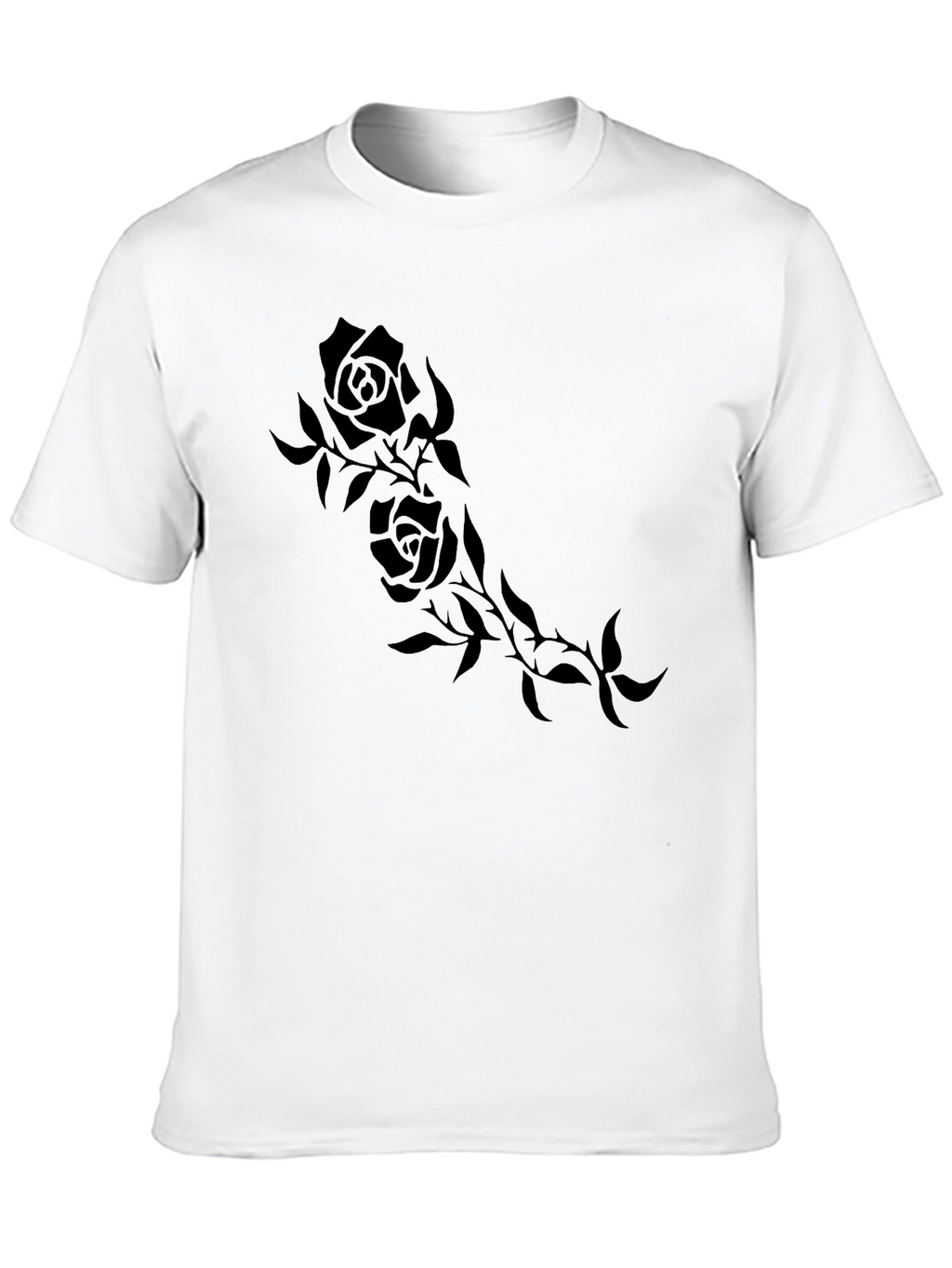 Black Rose Vine Print Mens T-Shirt