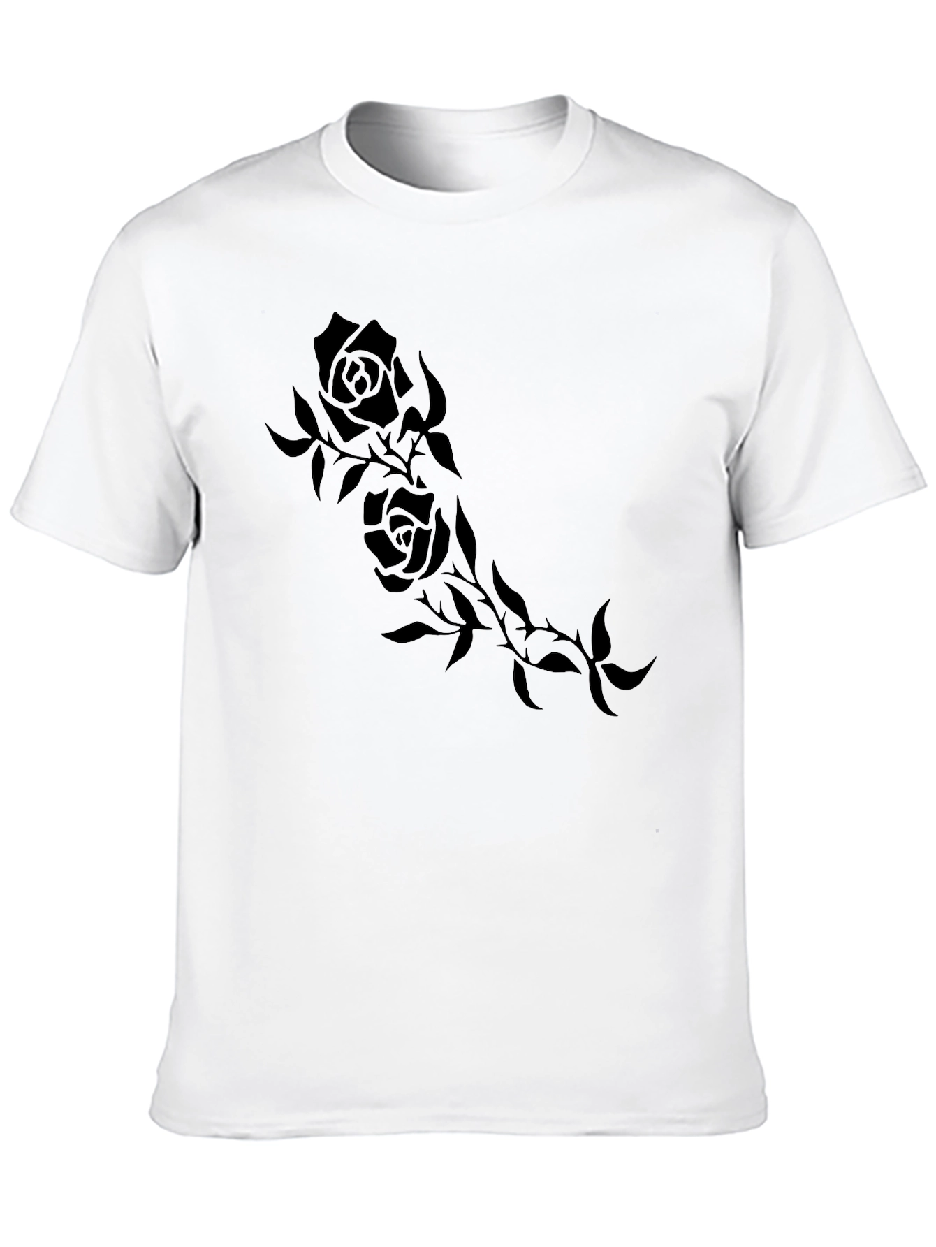 Black Rose Vine Print Mens T-Shirt
