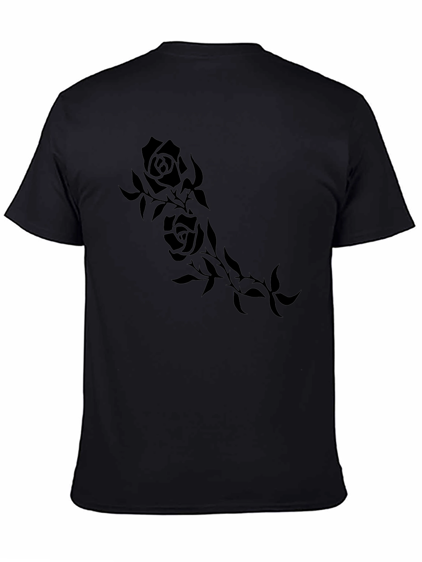 Black Rose Vine Print Mens T-Shirt