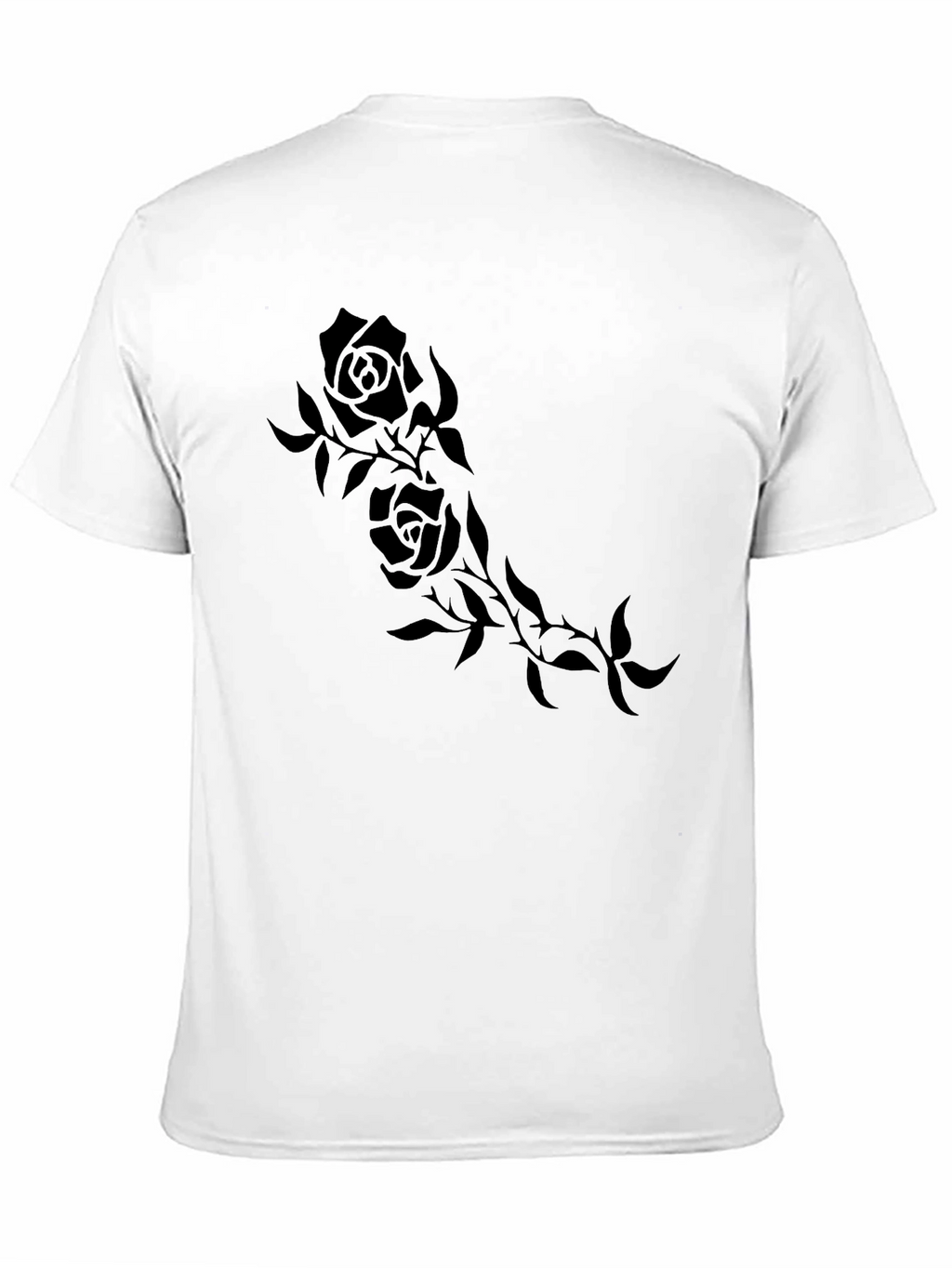 Black Rose Vine Print Mens T-Shirt