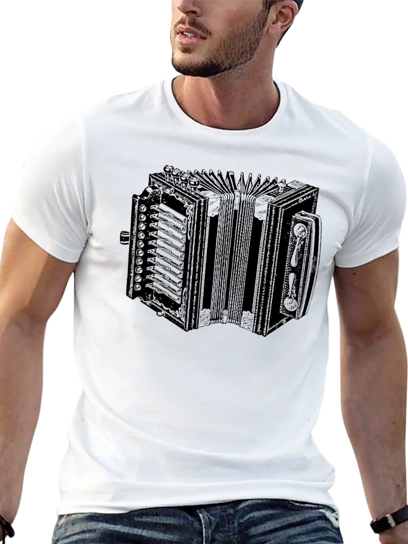 Accordion Graphic Tee - Vintage Music Lovers Shirt