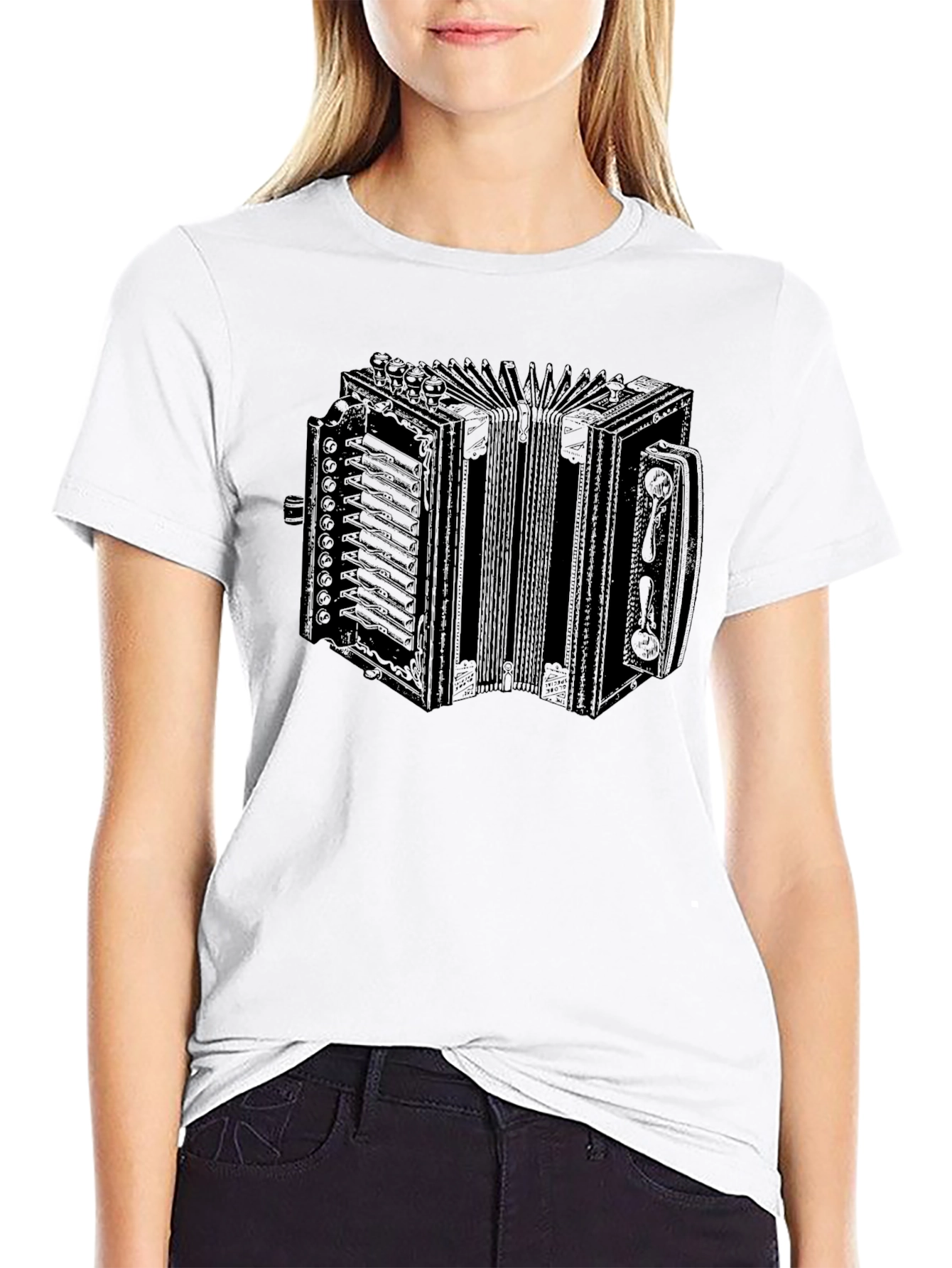 Accordion Graphic Tee - Vintage Music Lovers Shirt