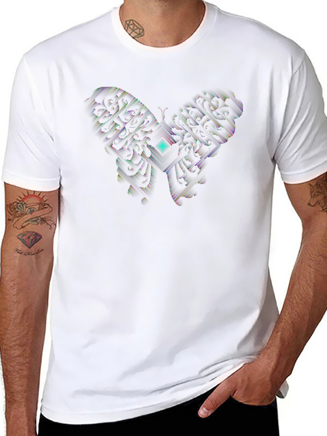 Abstract Butterfly Graphic Black T-Shirt
