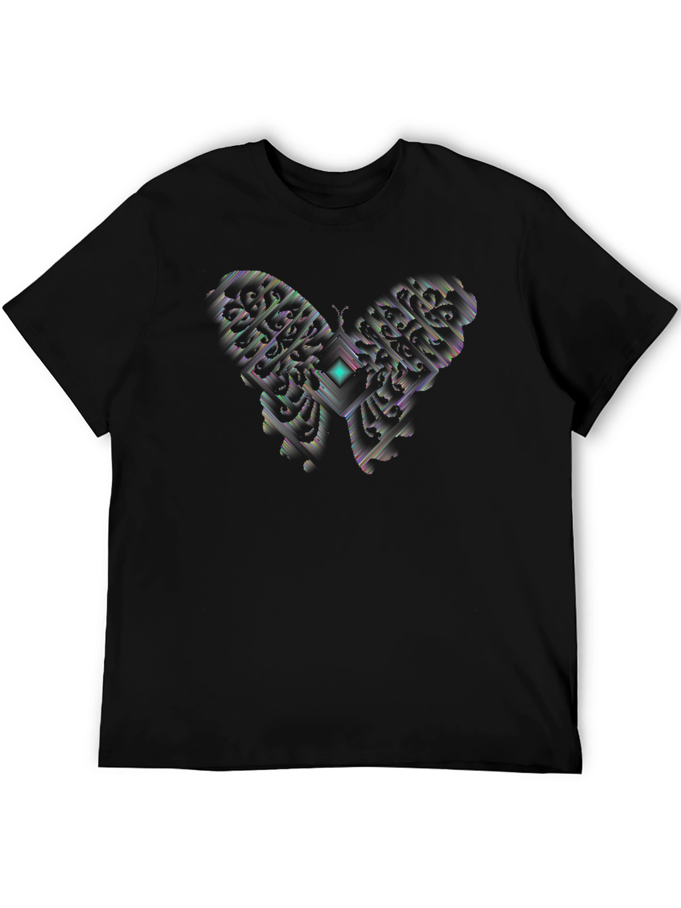 Abstract Butterfly Graphic Black T-Shirt