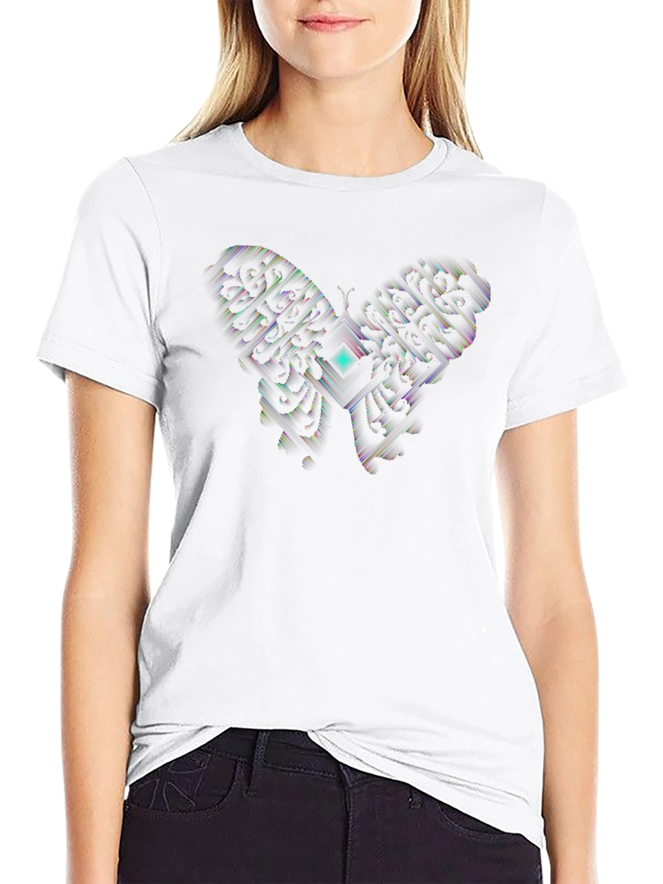 Abstract Butterfly Graphic Black T-Shirt