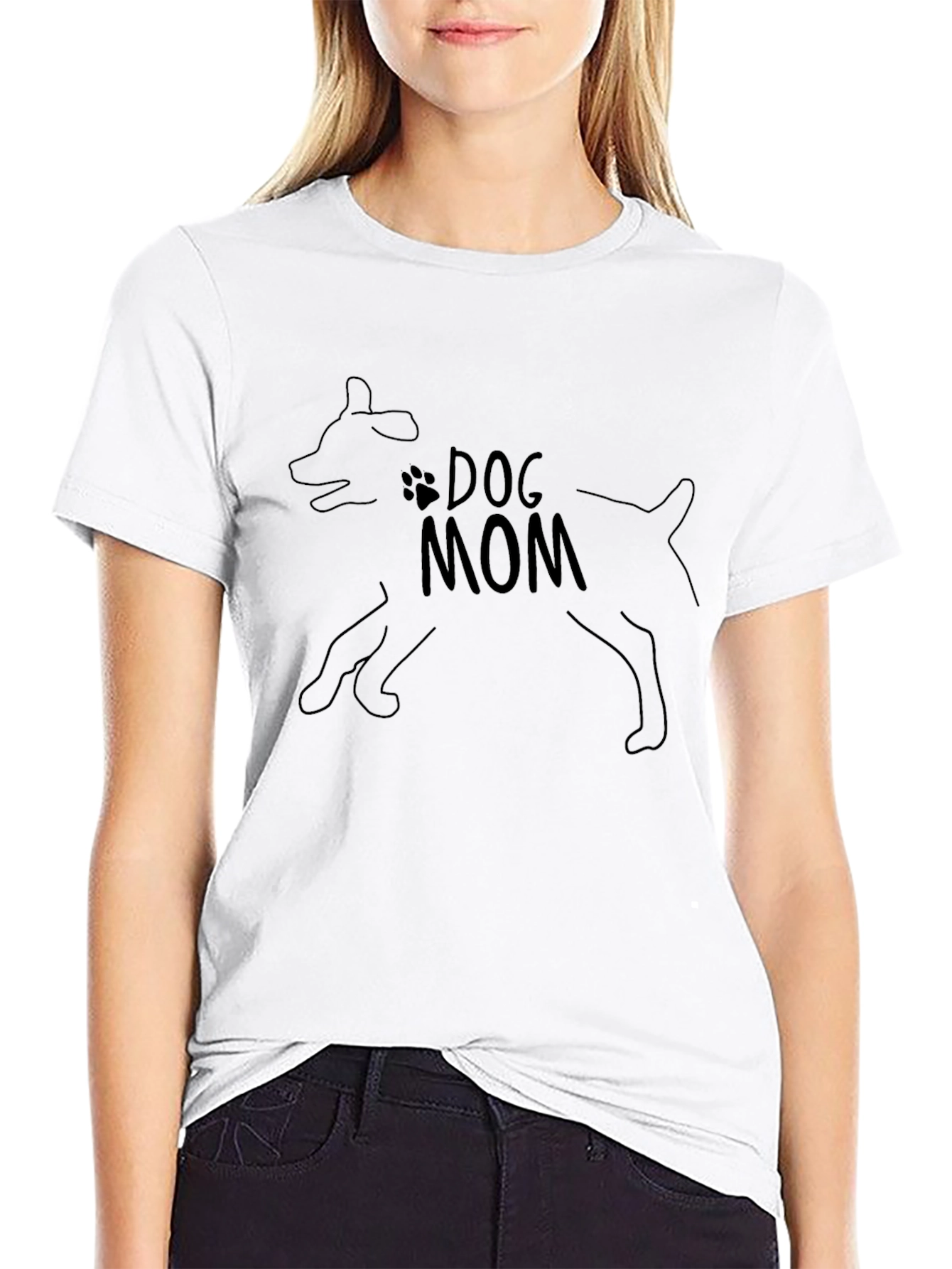 Dog Mom T-Shirt - Black Cotton Tee