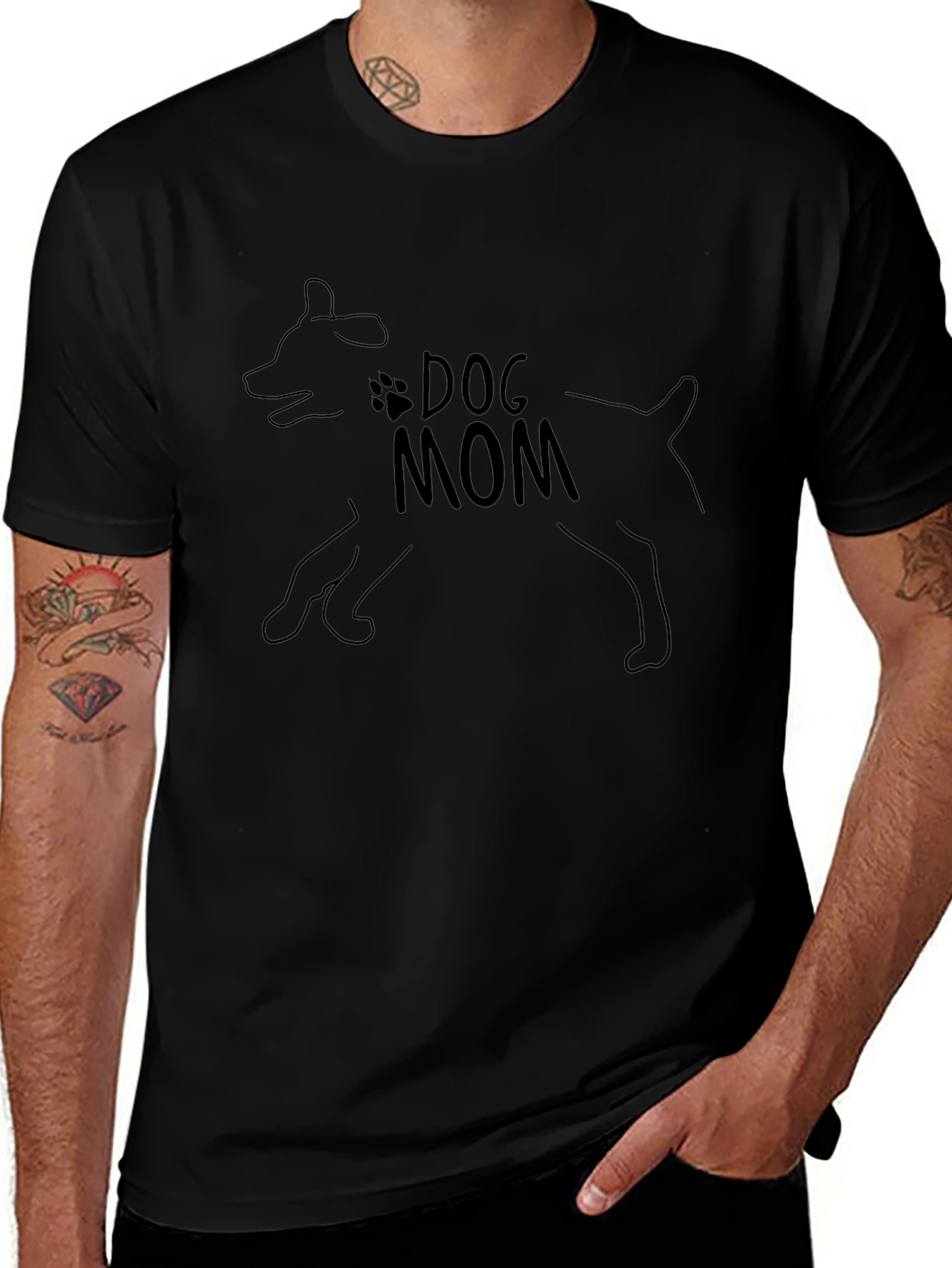 Dog Mom T-Shirt - Black Cotton Tee