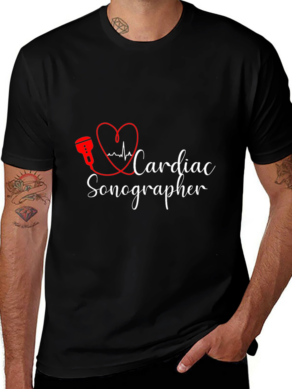 Cardiac Sonographer Black T-Shirt