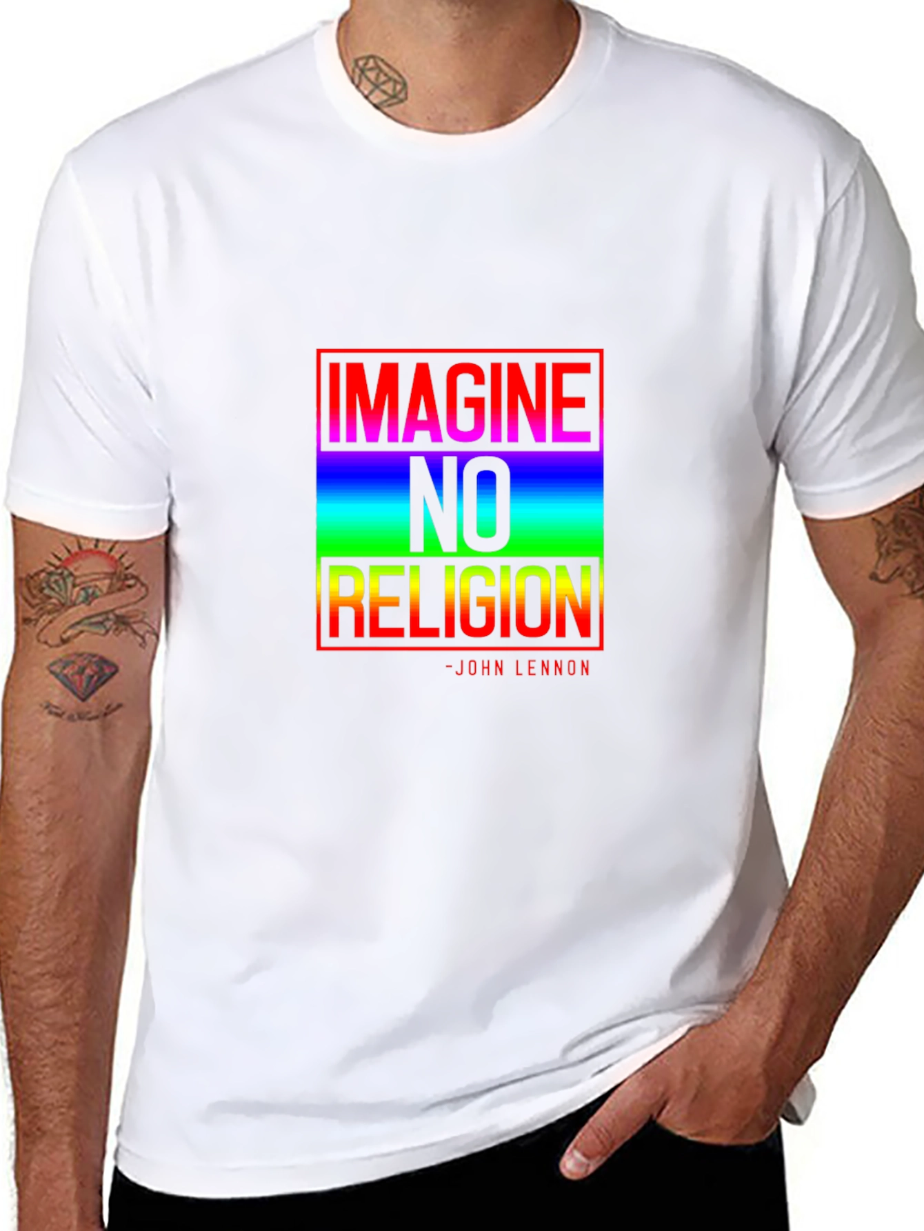 Imagine No Religion Graphic Tee - John Lennon Quote