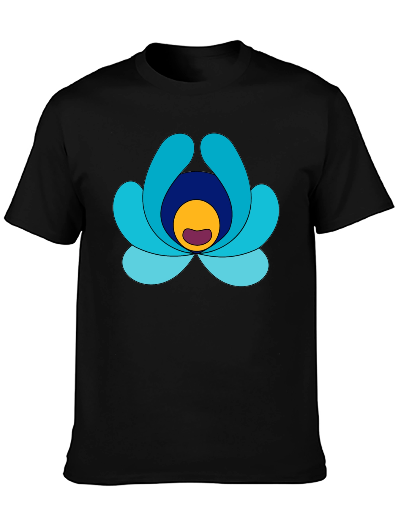 Abstract Flower Graphic Print Black Tee