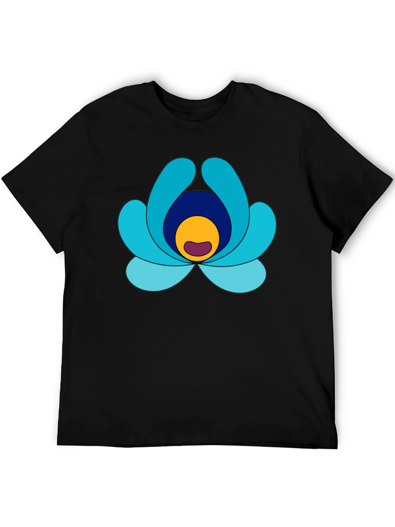 Abstract Flower Graphic Print Black Tee