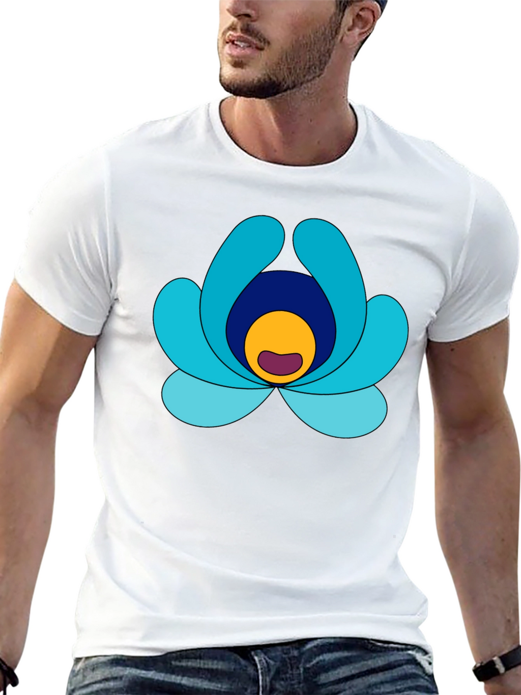 Abstract Flower Graphic Print Black Tee