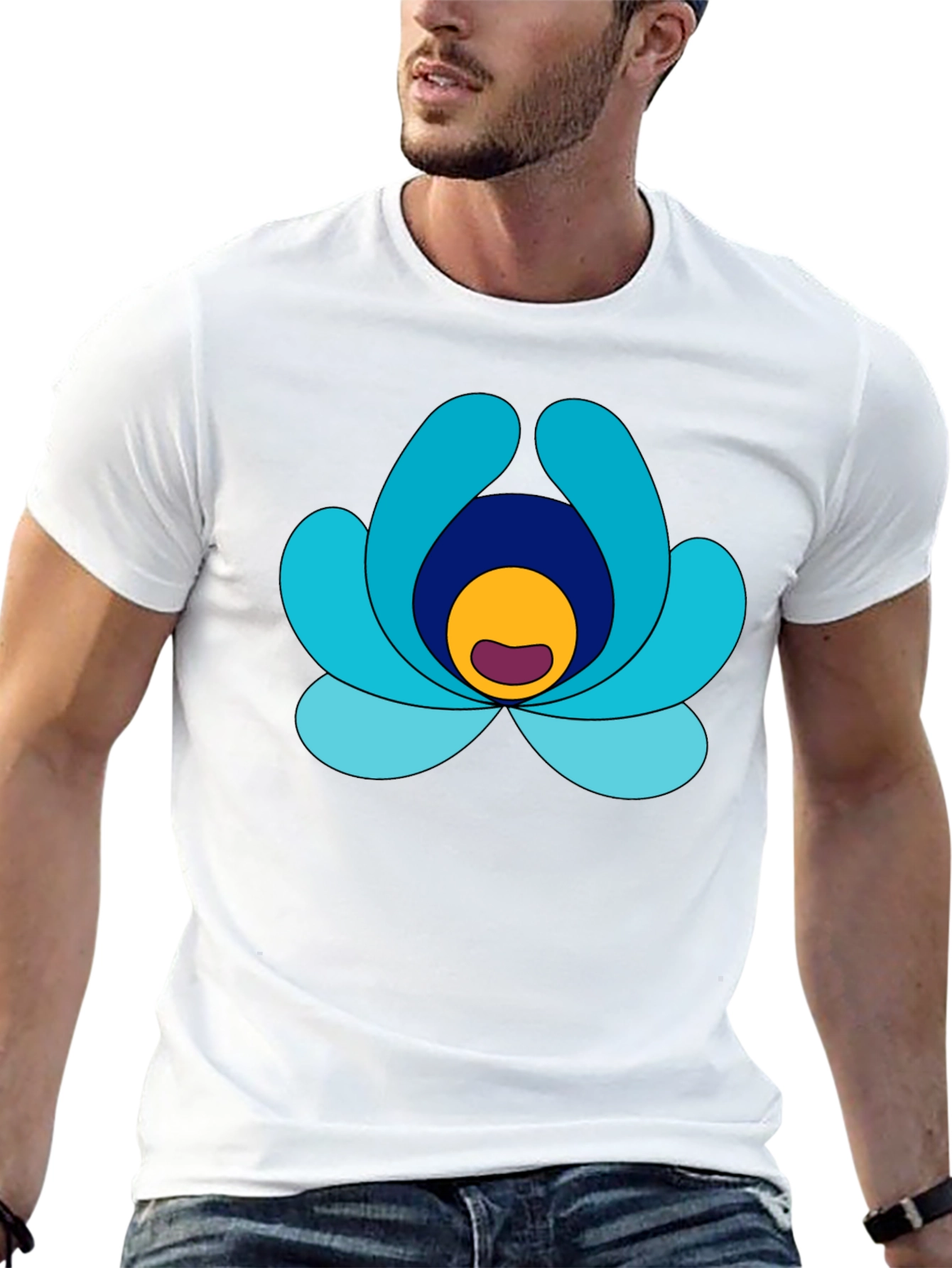 Abstract Flower Graphic Print Black Tee