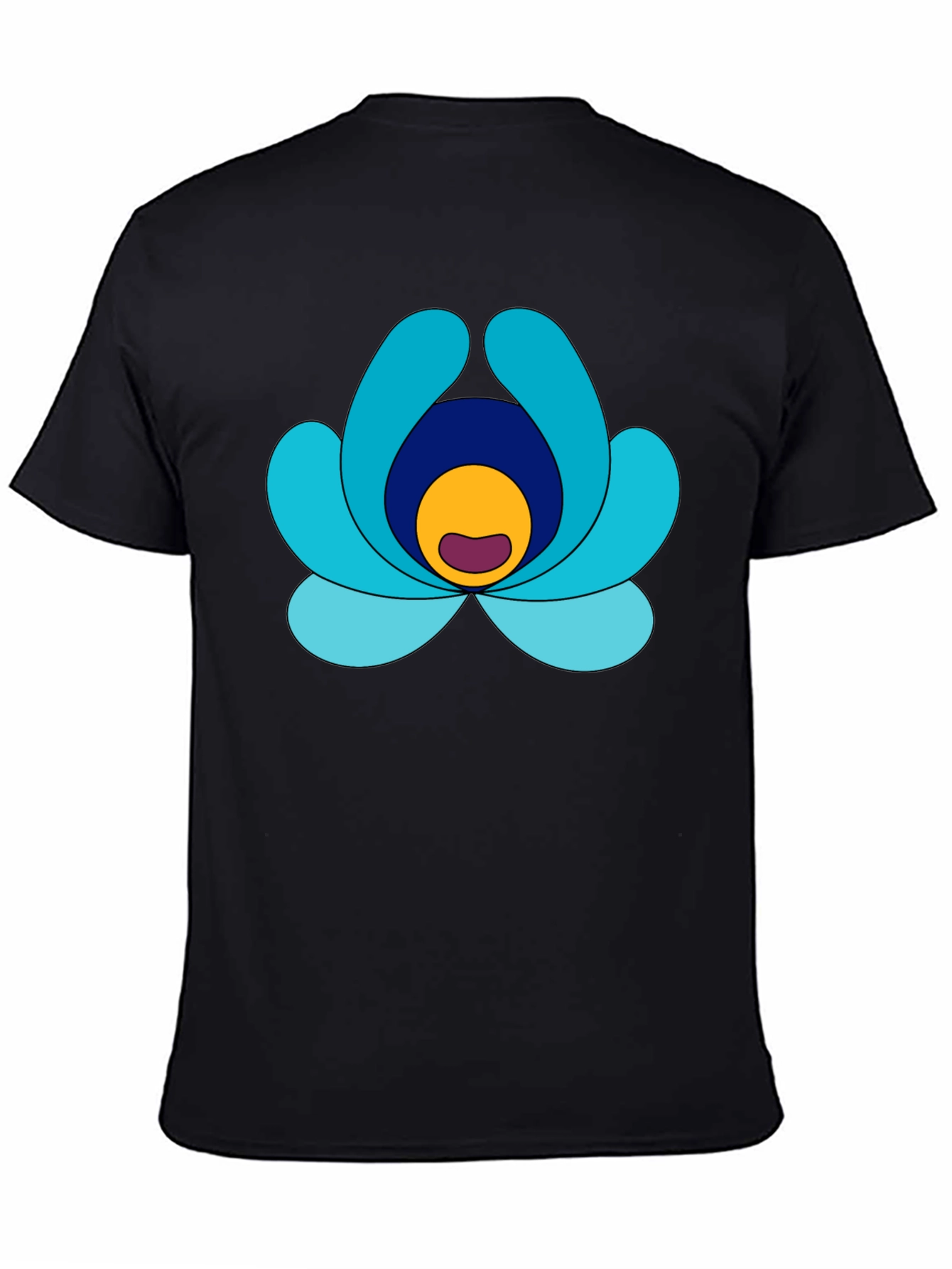 Abstract Flower Graphic Print Black Tee