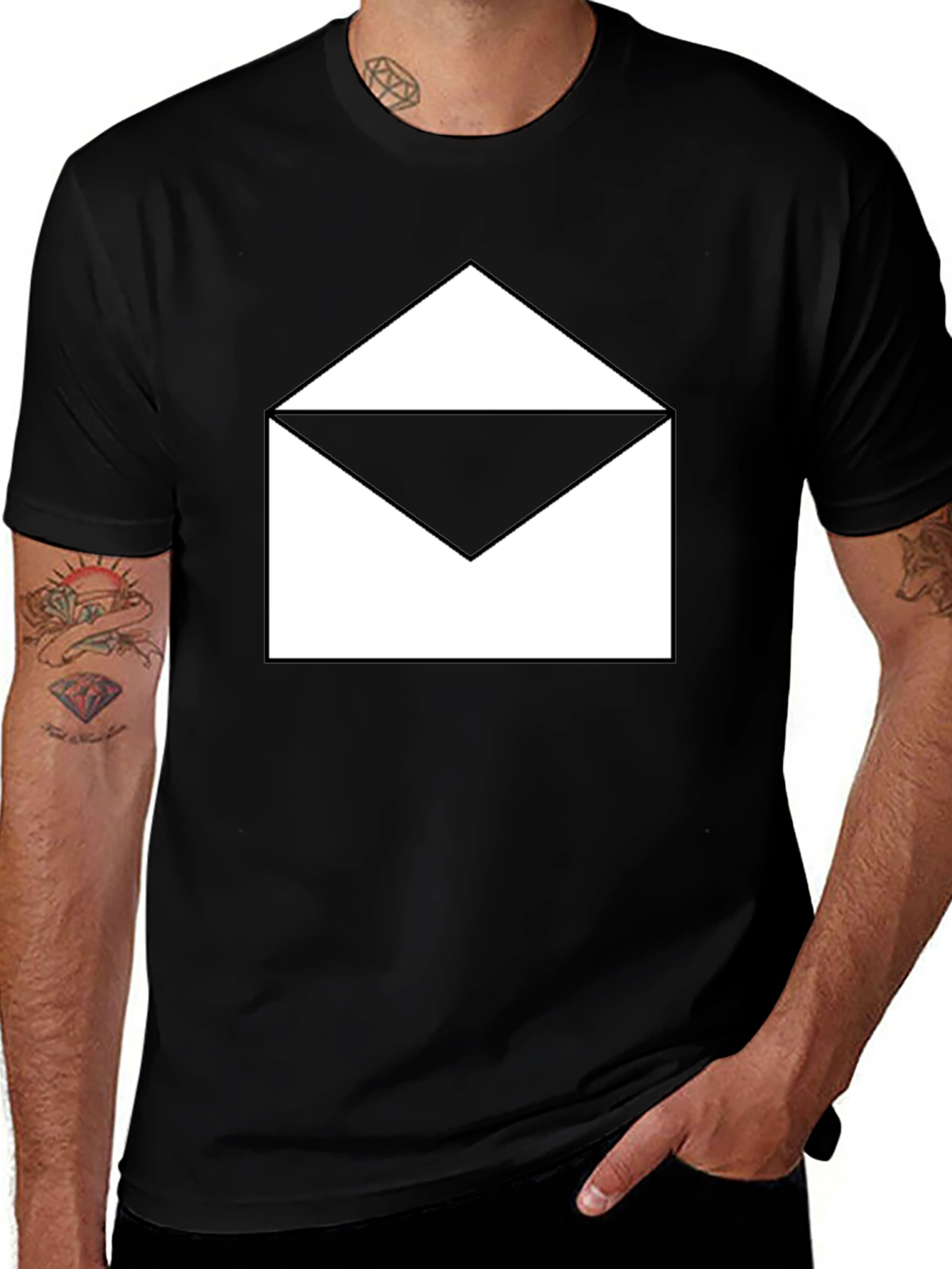 Open Envelope Graphic Black T-Shirt
