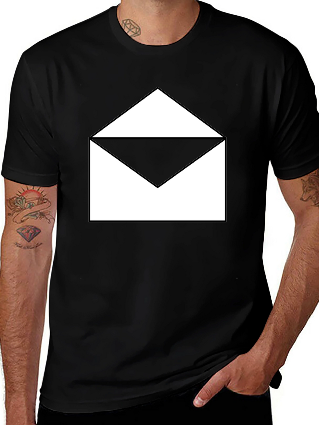 Open Envelope Graphic Black T-Shirt