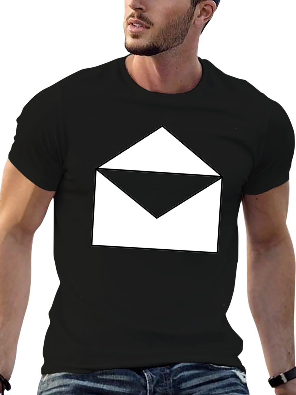 Open Envelope Graphic Black T-Shirt
