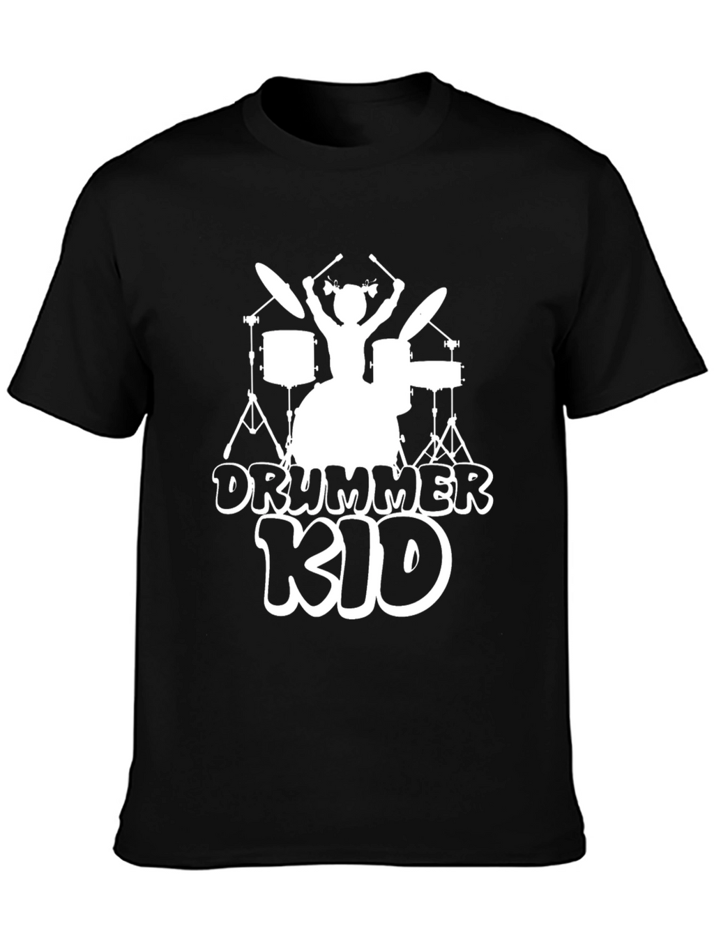 Drummer Kid Graphic T-Shirt - Black