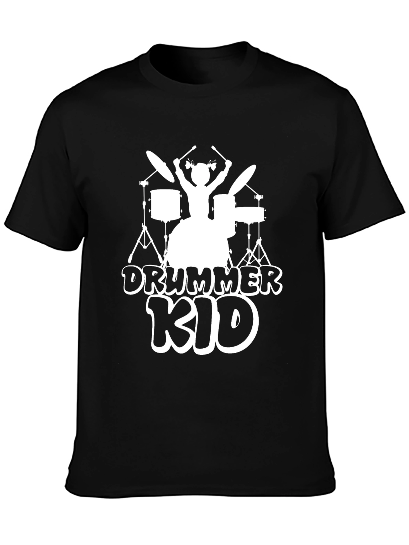 Drummer Kid Graphic T-Shirt - Black