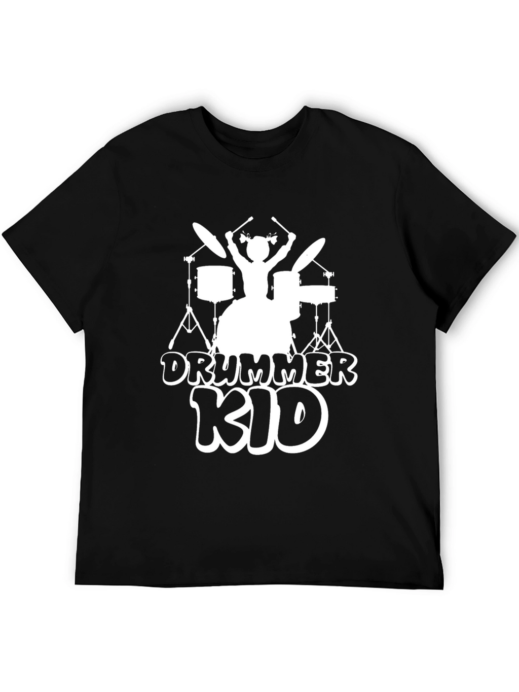 Drummer Kid Graphic T-Shirt - Black