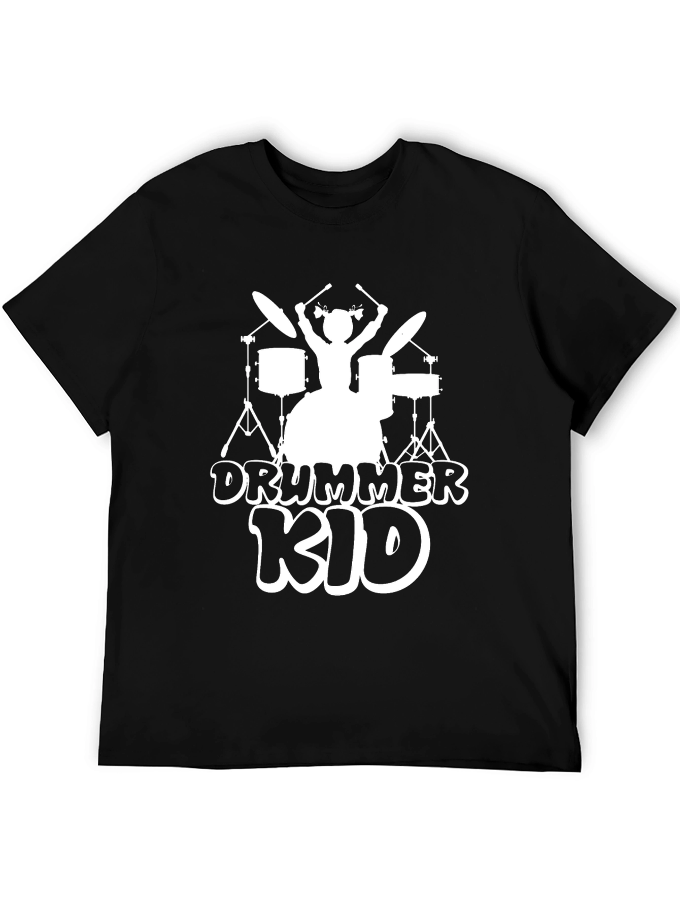 Drummer Kid Graphic T-Shirt - Black