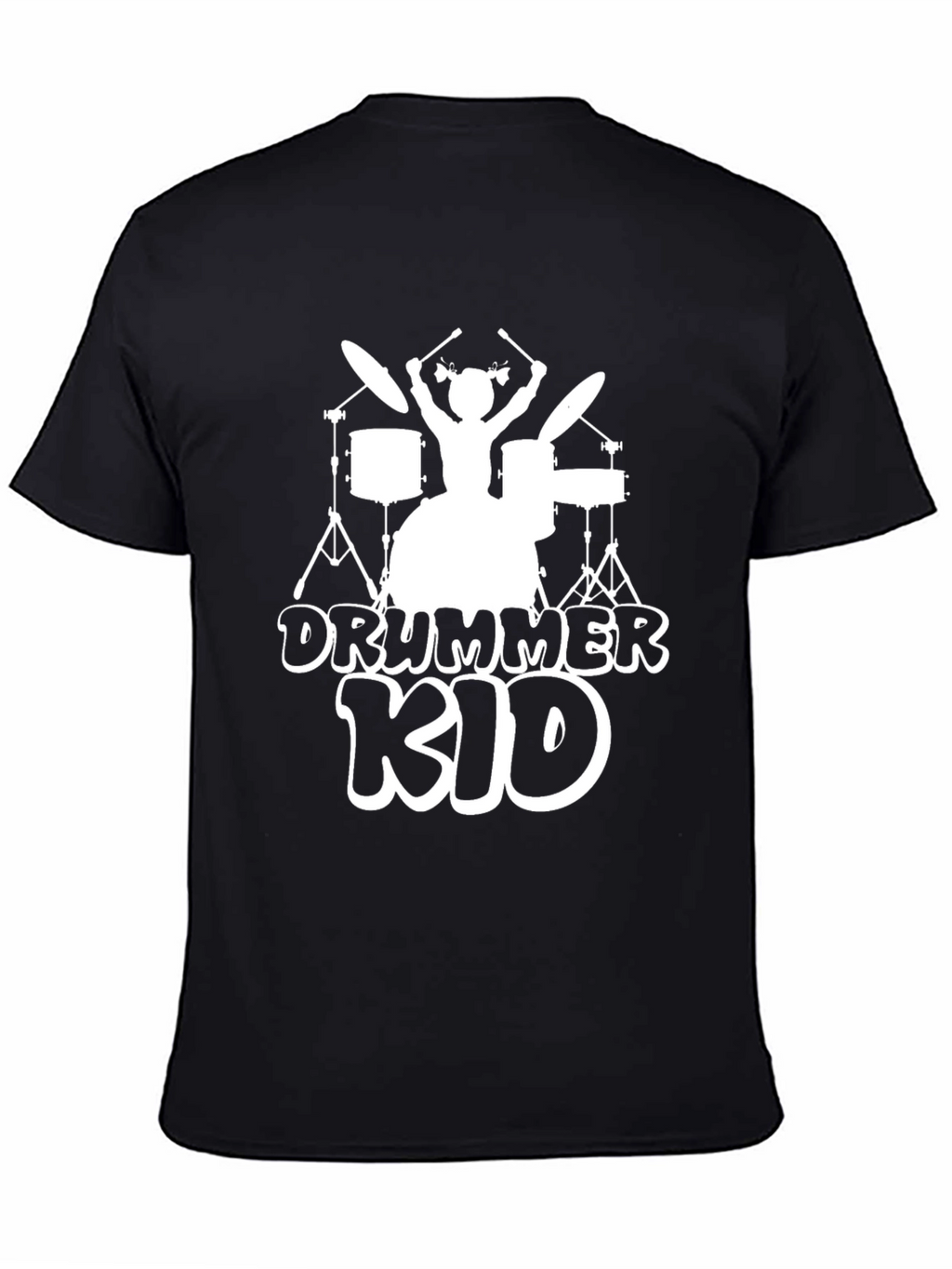 Drummer Kid Graphic T-Shirt - Black