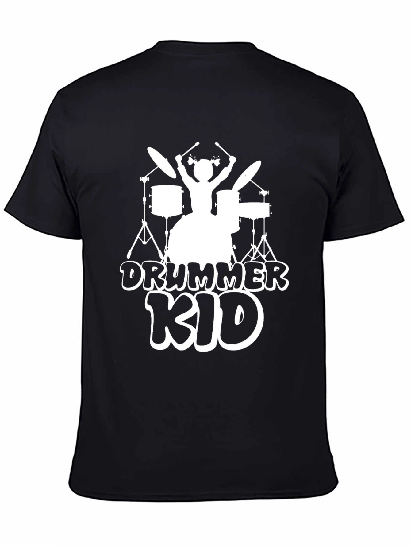 Drummer Kid Graphic T-Shirt - Black