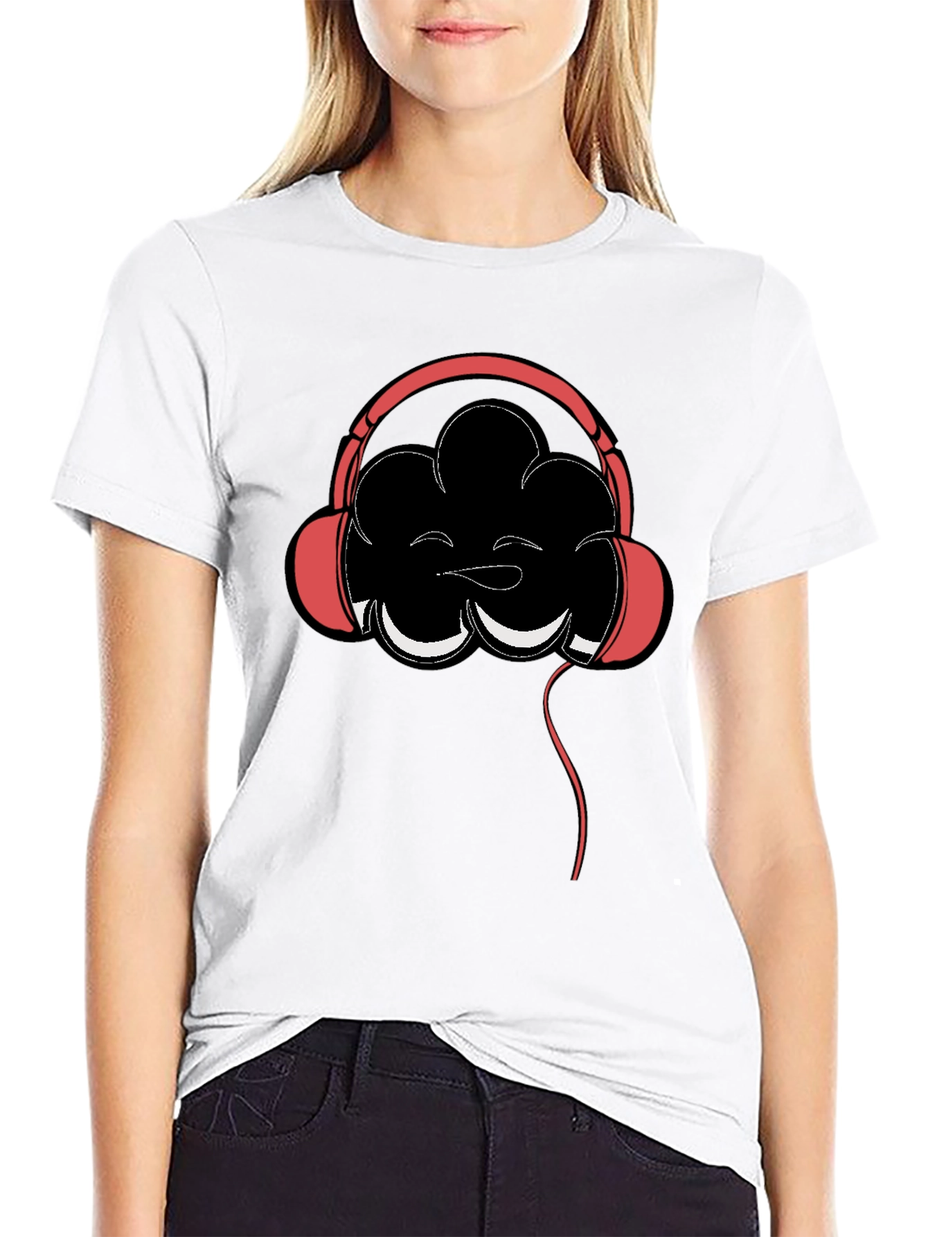 Cloud Headphones Graphic Tee - Mens Black Cotton T-Shirt