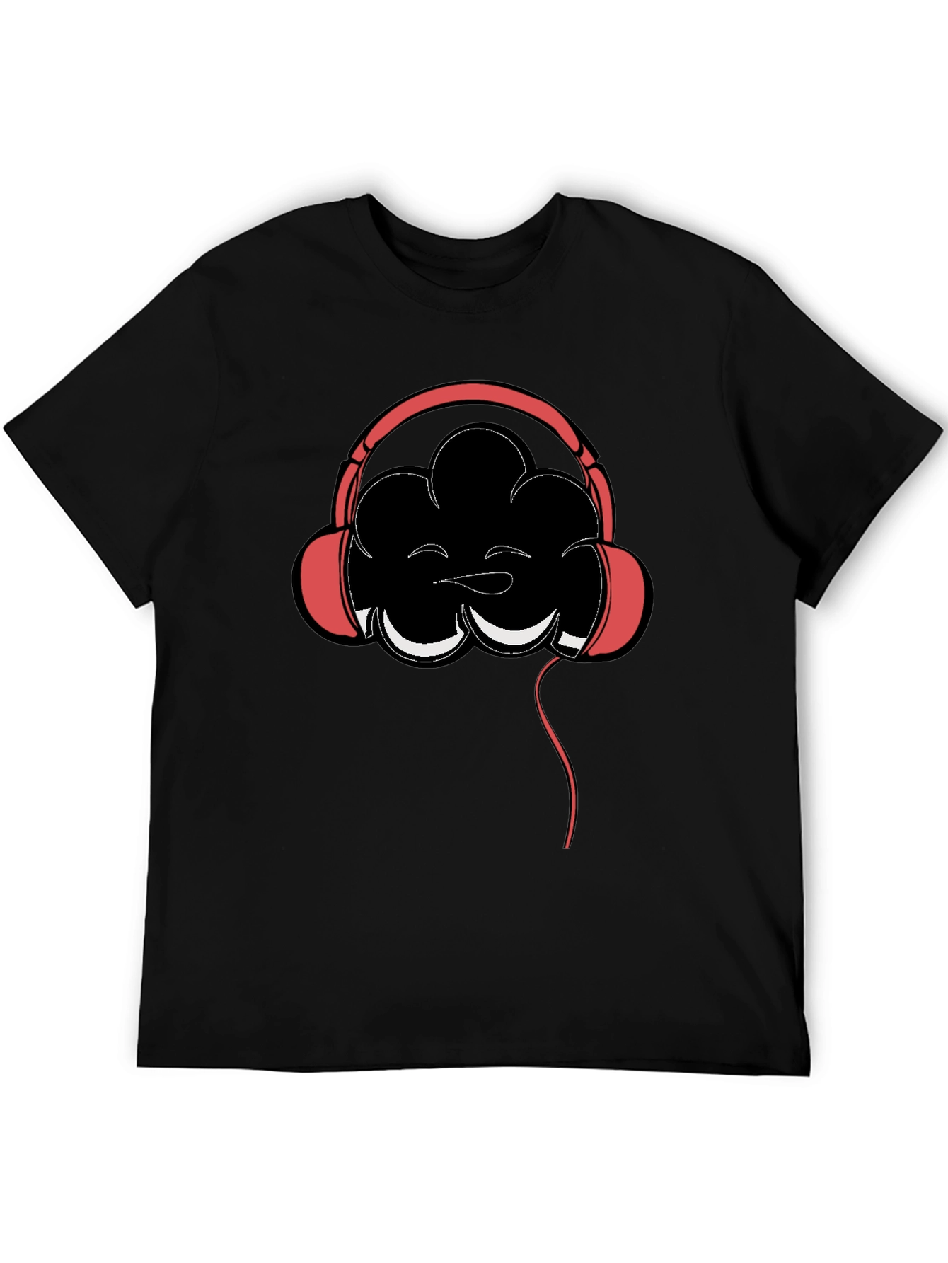 Cloud Headphones Graphic Tee - Mens Black Cotton T-Shirt