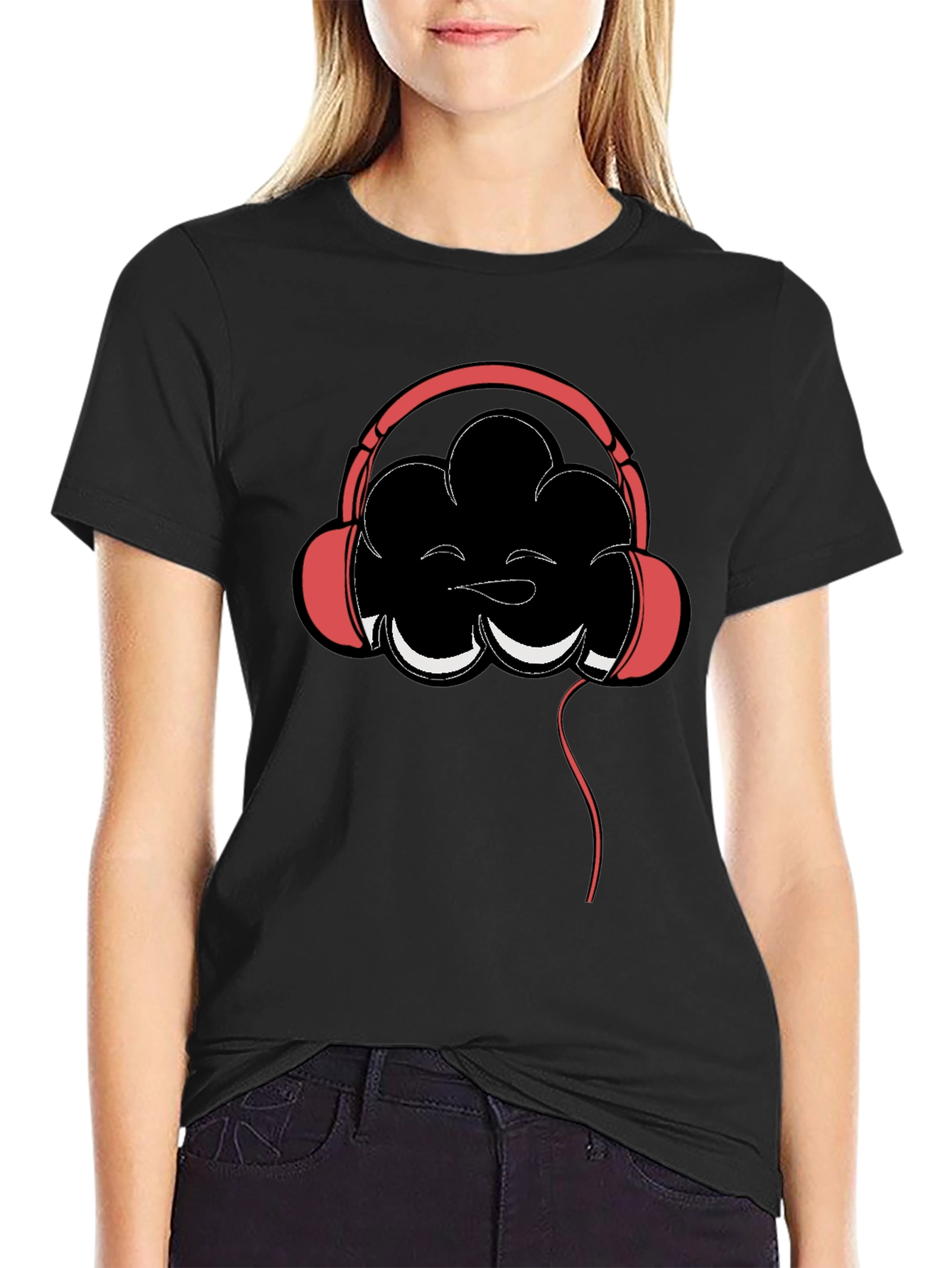 Cloud Headphones Graphic Tee - Mens Black Cotton T-Shirt
