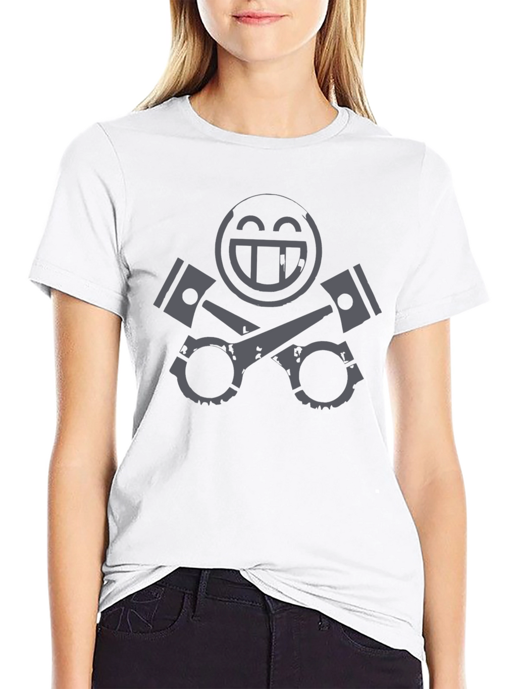 Edgy Graphic Tee: Smile Pistons