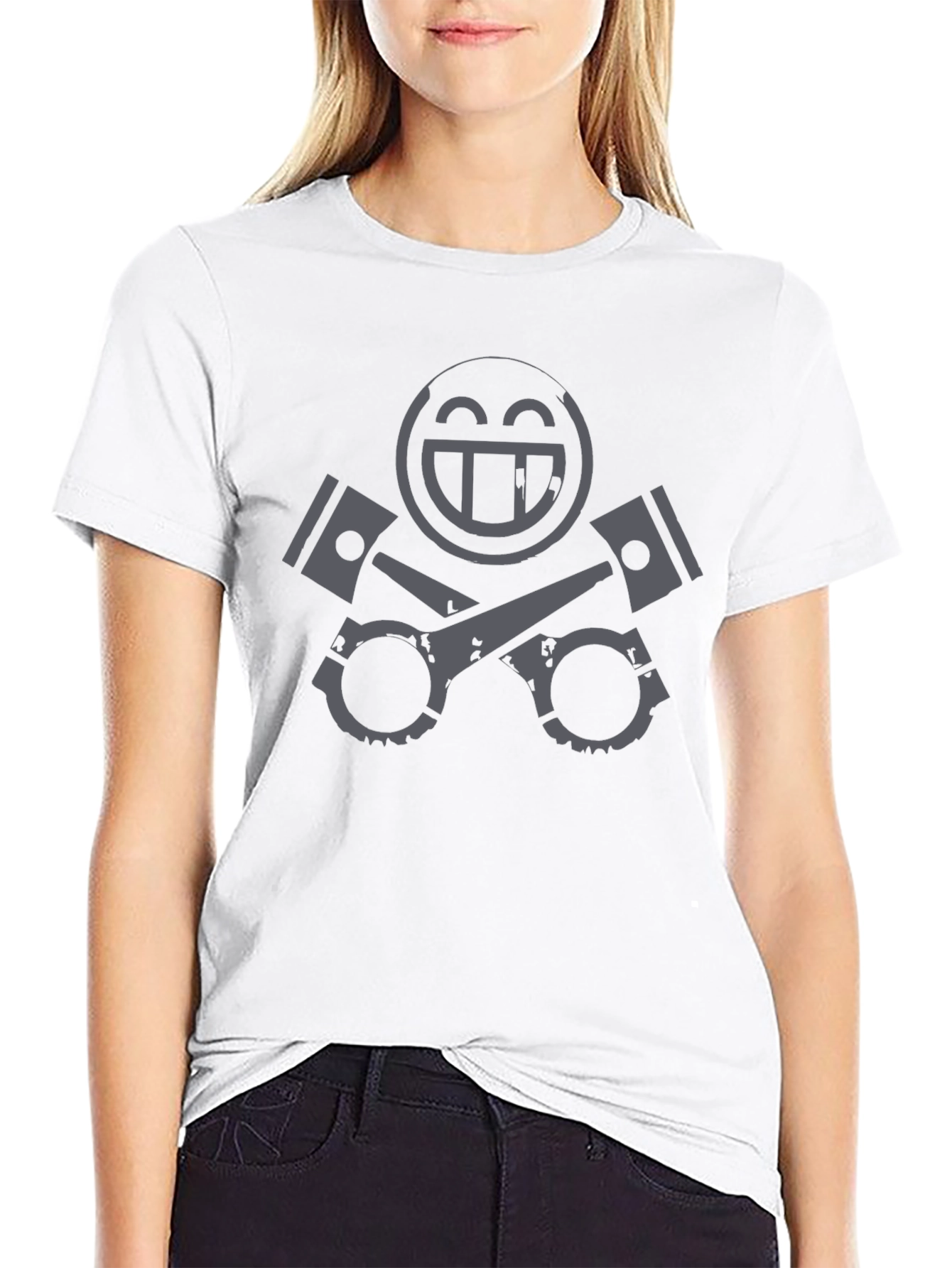 Edgy Graphic Tee: Smile Pistons