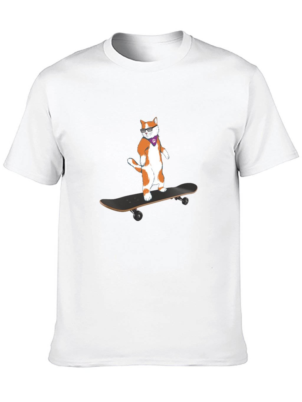 Cool Cat Skateboarder Black T-Shirt