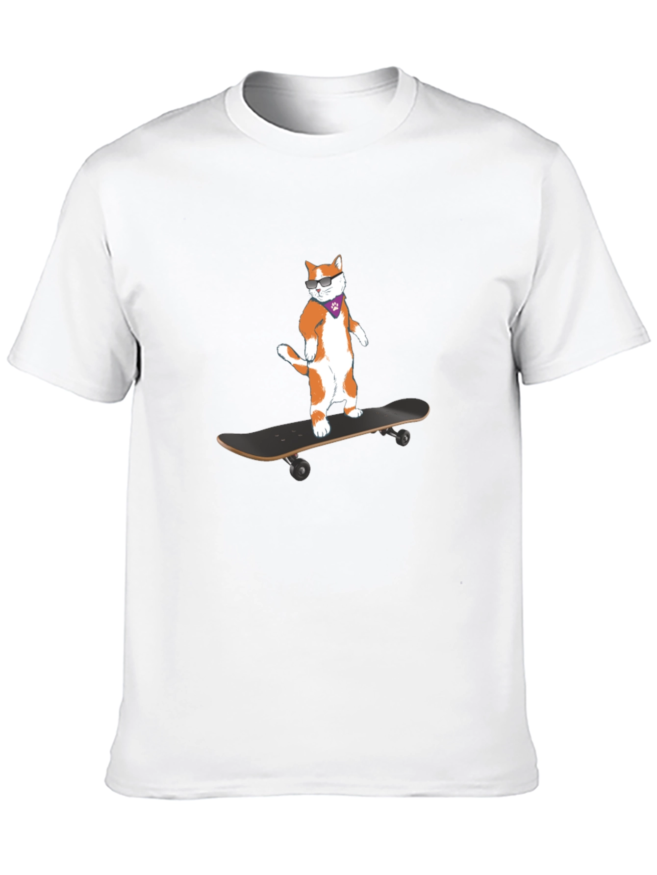 Cool Cat Skateboarder Black T-Shirt