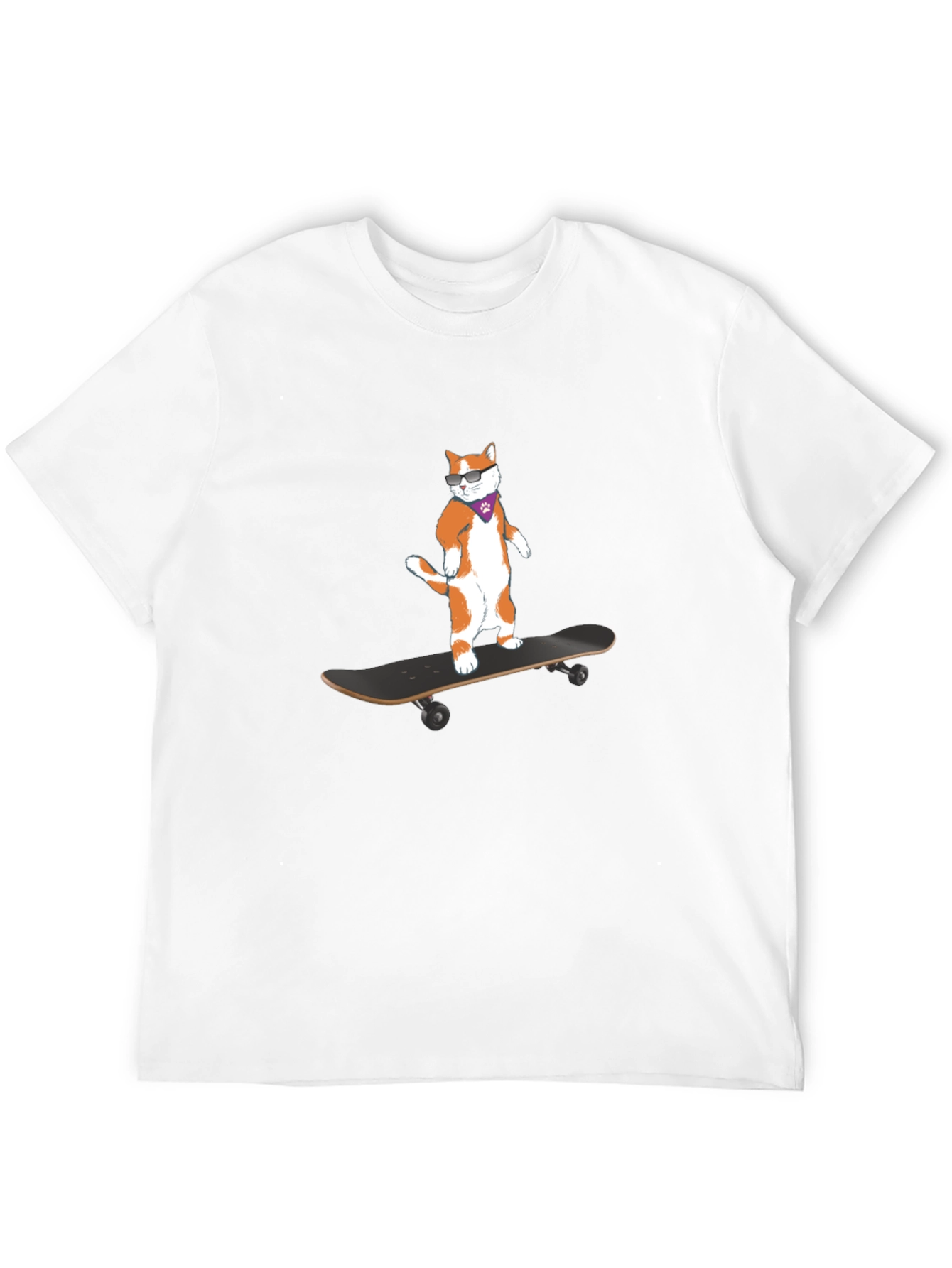 Cool Cat Skateboarder Black T-Shirt