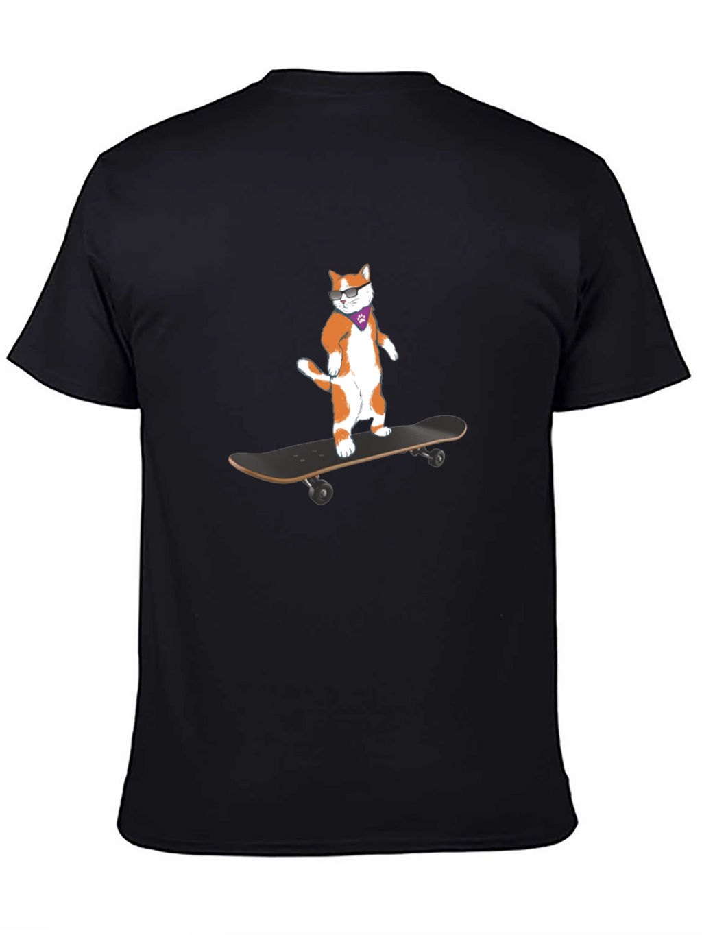 Cool Cat Skateboarder Black T-Shirt
