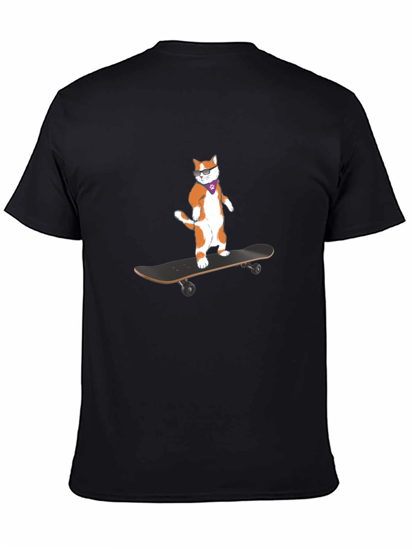 Cool Cat Skateboarder Black T-Shirt