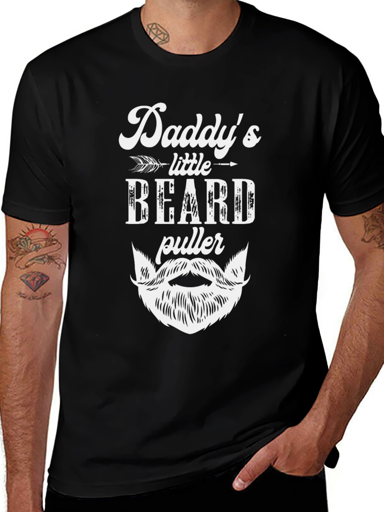 Daddys Little Beard Puller T-Shirt Funny Fathers Day Gift