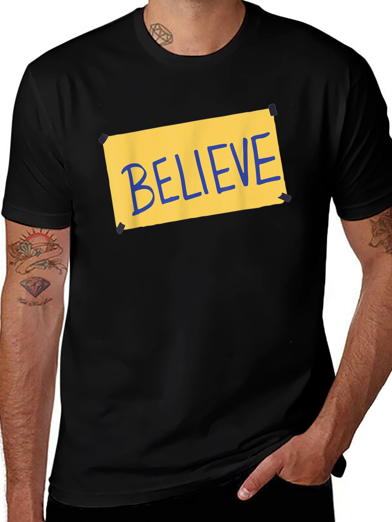Believe Graphic T-Shirt - Black Crew Neck Tee