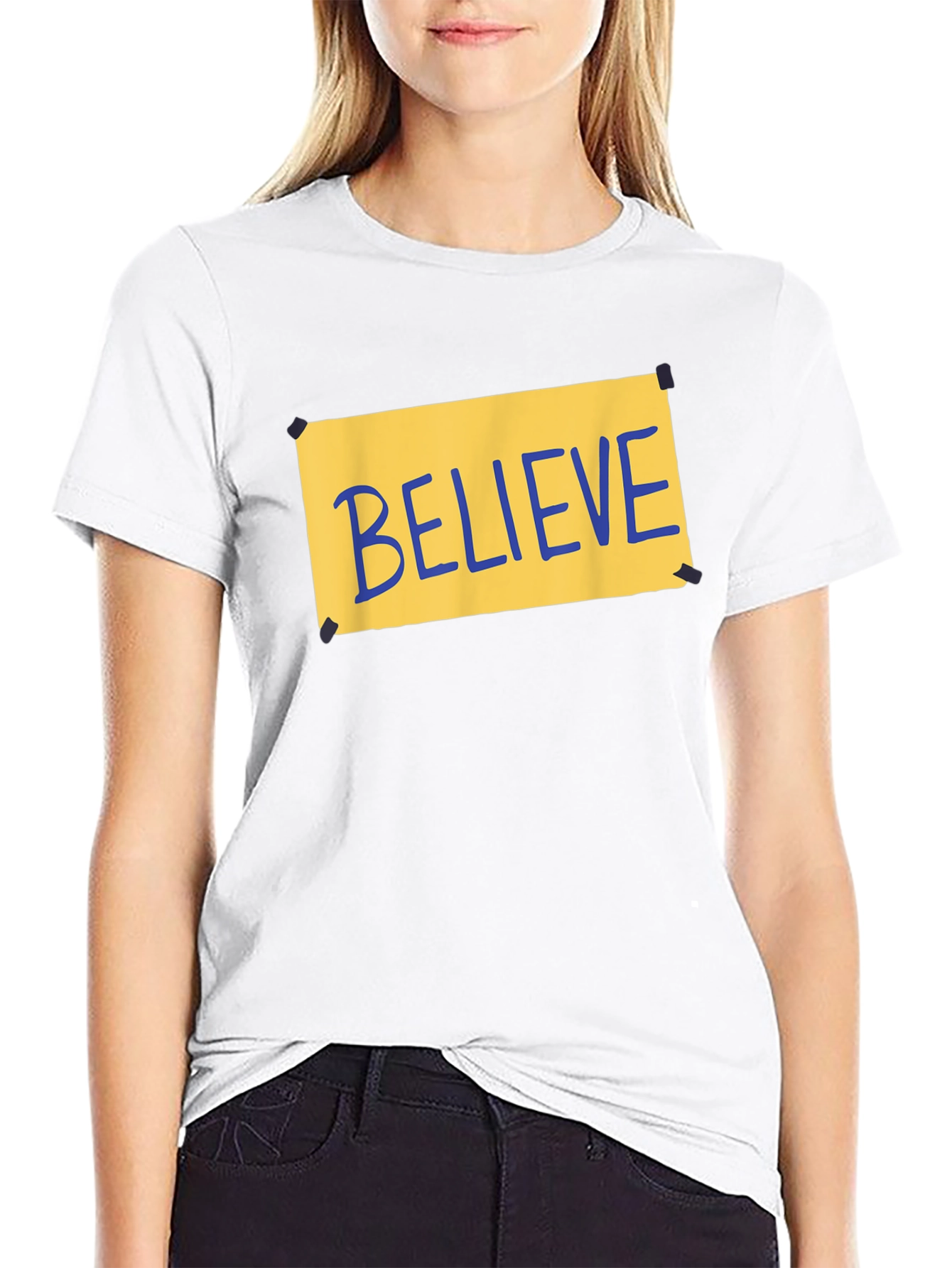 Believe Graphic T-Shirt - Black Crew Neck Tee