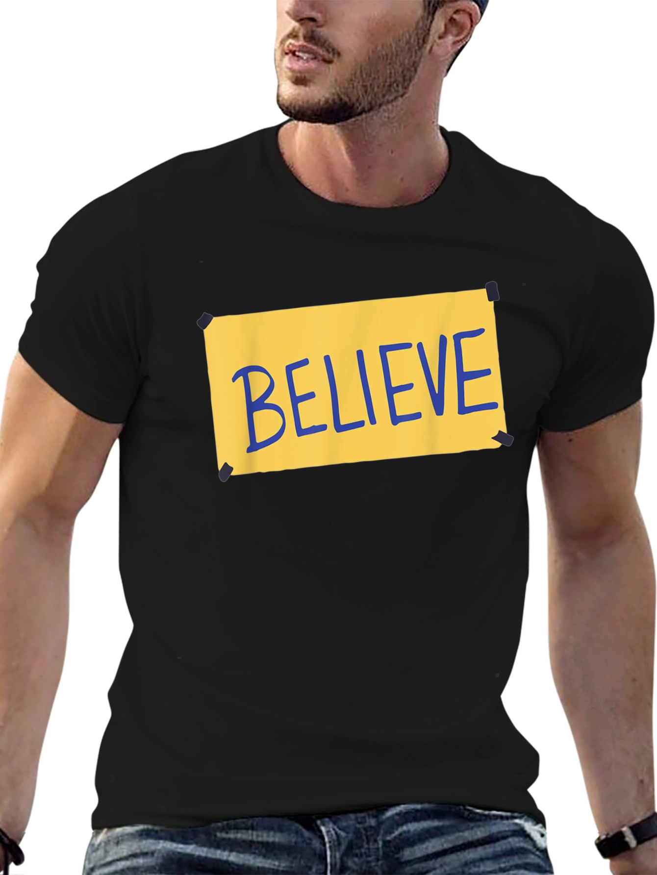 Believe Graphic T-Shirt - Black Crew Neck Tee