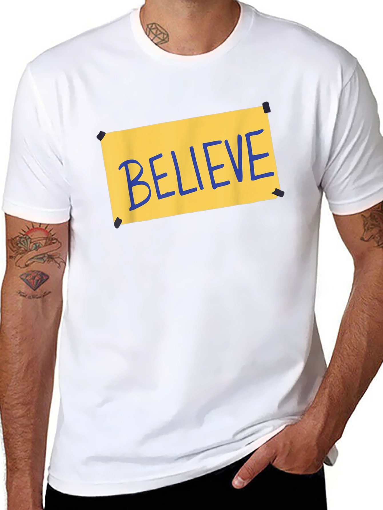 Believe Graphic T-Shirt - Black Crew Neck Tee