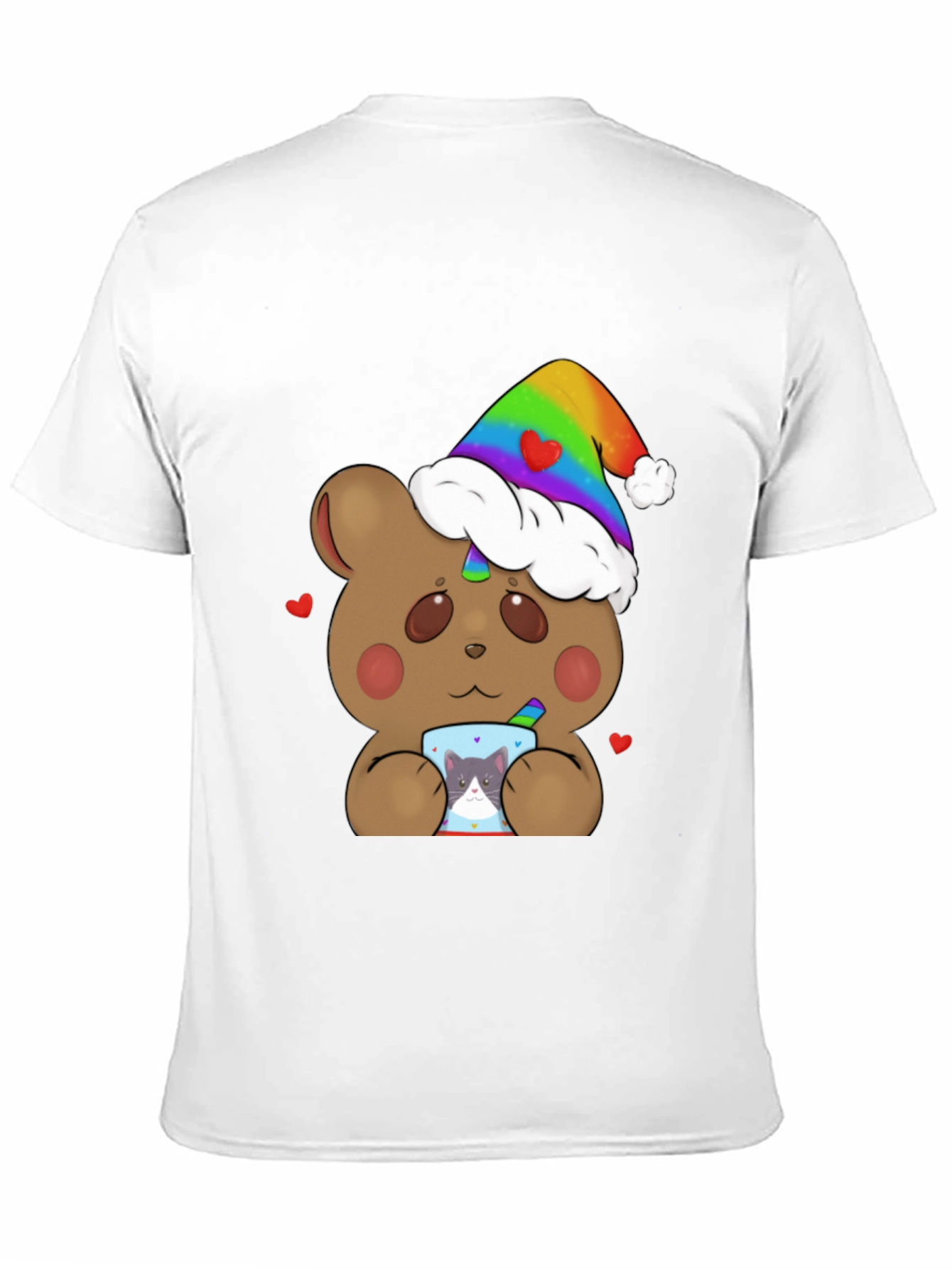 Bear with Rainbow Hat & Cat Mug T-Shirt